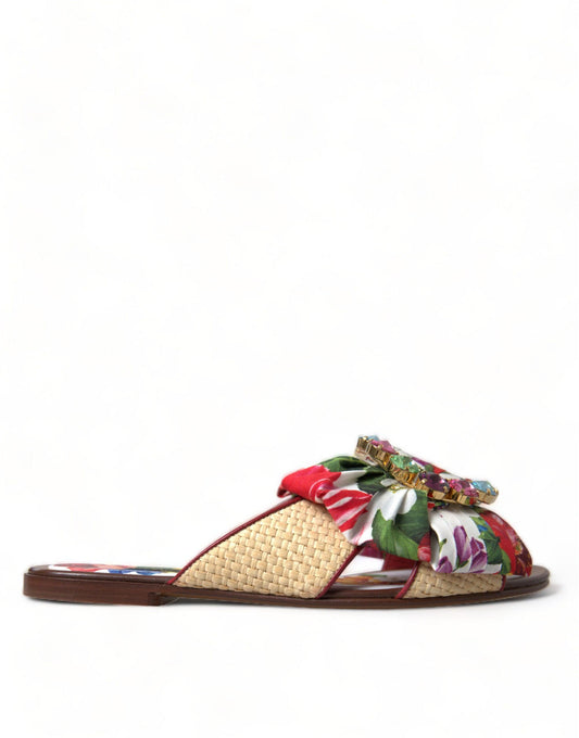 Dolce & Gabbana Exquisite Floral Print Flat Sandals - PER.FASHION