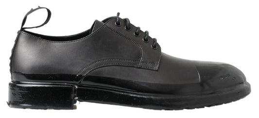 Dolce & Gabbana Elegant Derby Lace-Up Leather Shoes in Black - PER.FASHION