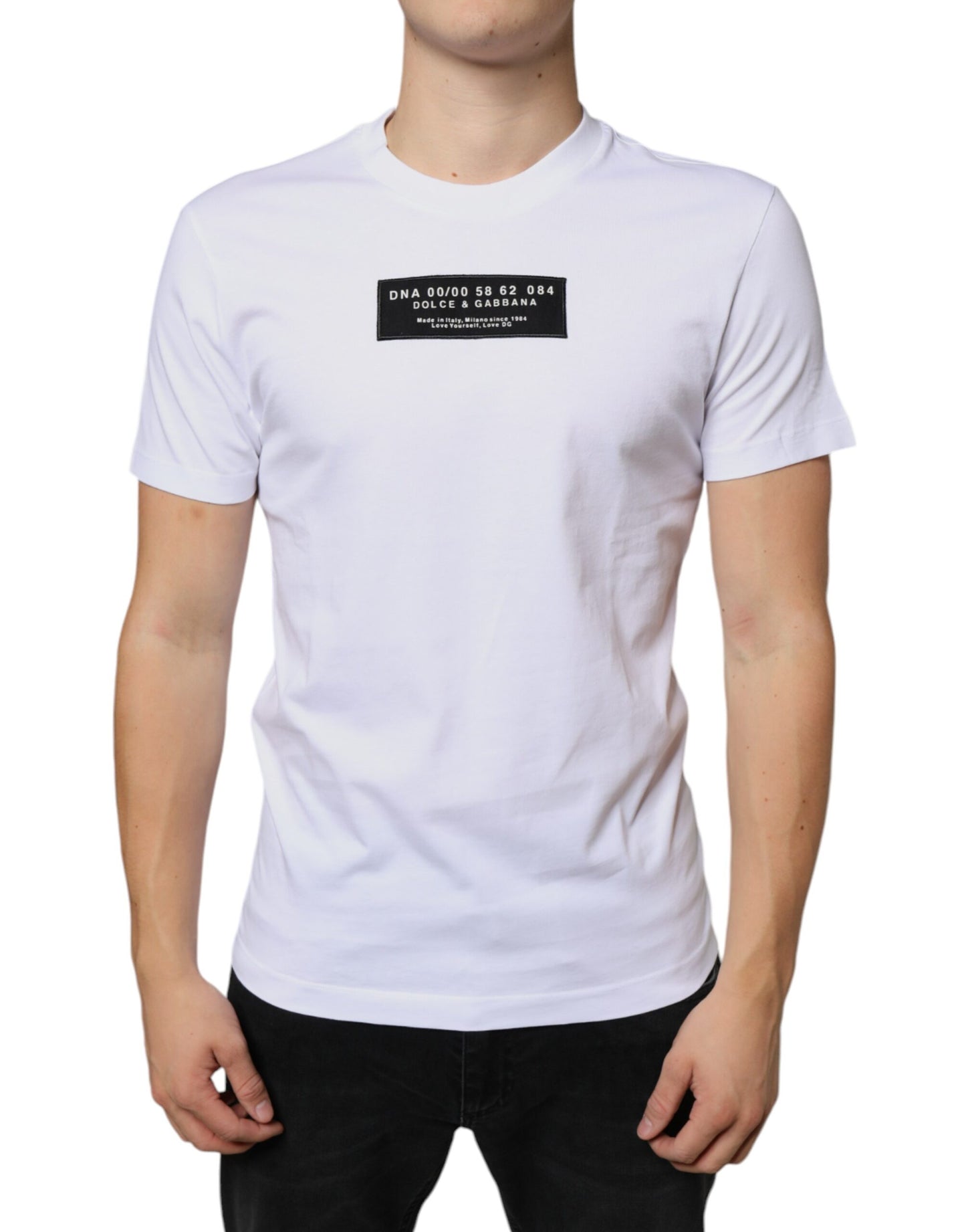 Dolce & Gabbana T-shirt casual in cotone bianco con applicazione DG