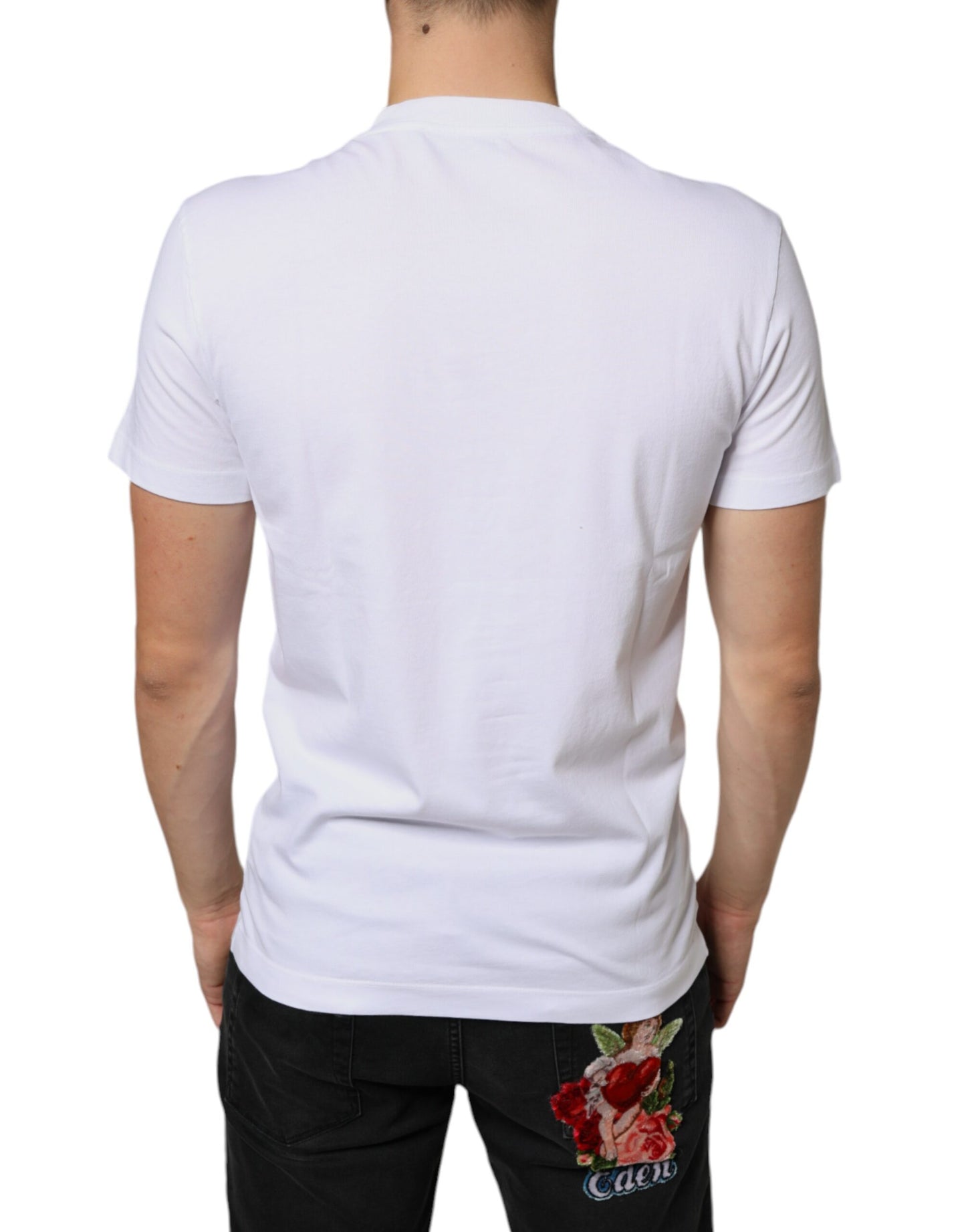 Dolce & Gabbana T-shirt casual in cotone bianco con applicazione DG