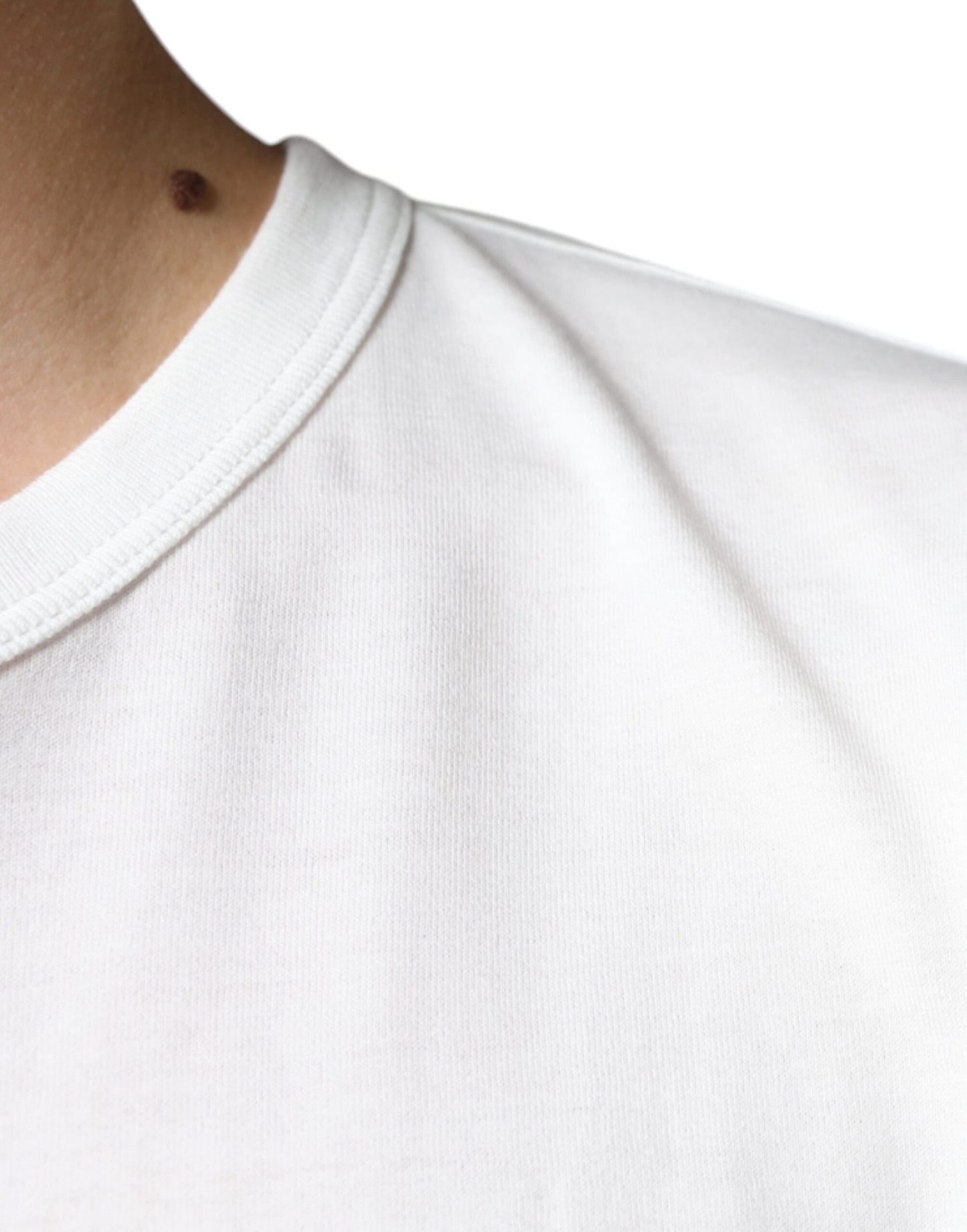 T-shirt girocollo in cotone bianco con logo in rilievo di Dolce & Gabbana