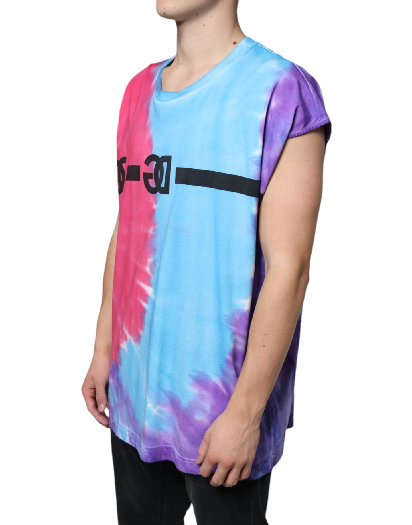 Dolce & Gabbana T-shirt senza maniche in cotone tie-dye multicolore