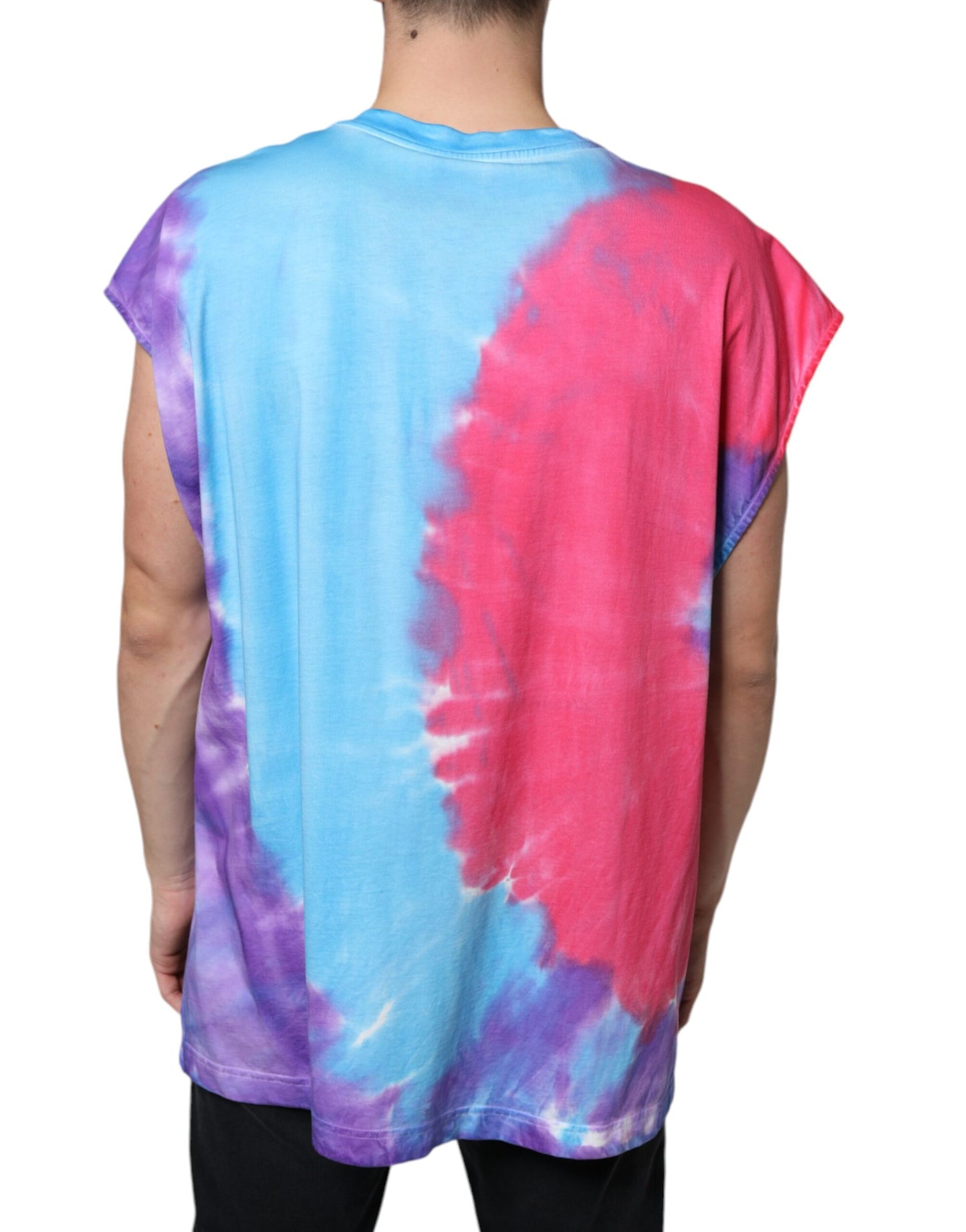 Dolce & Gabbana T-shirt senza maniche in cotone tie-dye multicolore