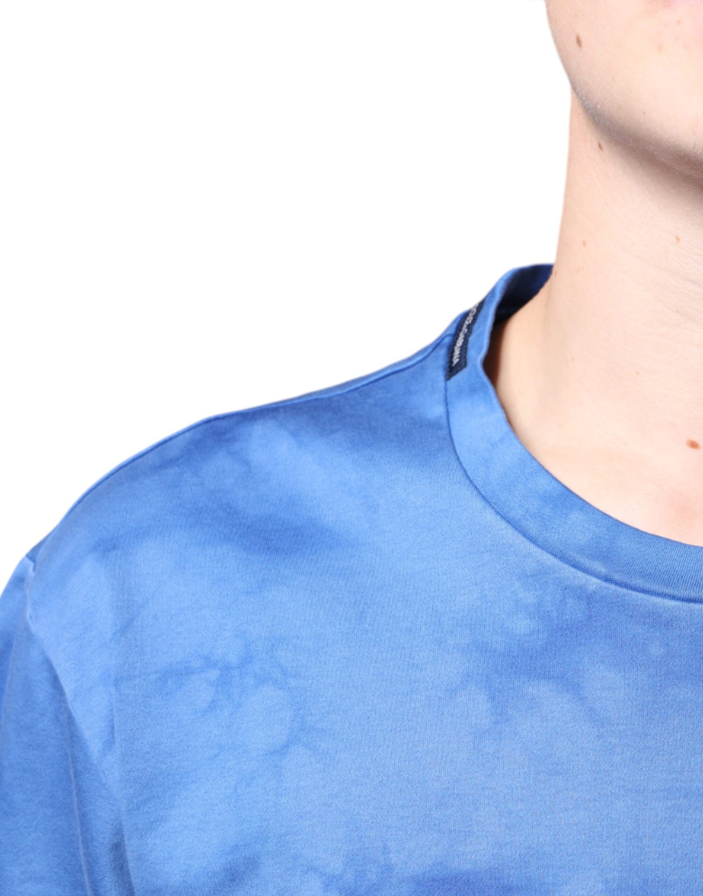 Dolce & Gabbana T-shirt in cotone con simbolo della pace e motivo tie-dye blu