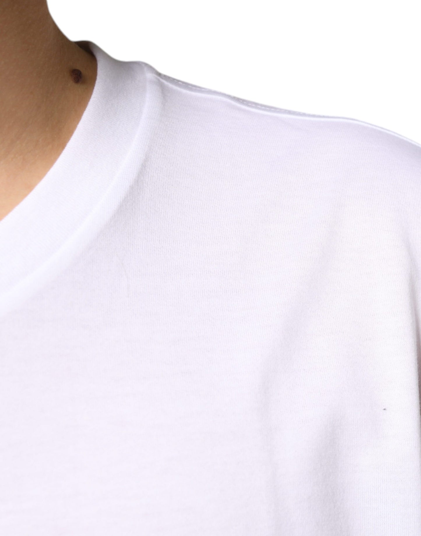 Dolce & Gabbana T-shirt a maniche corte in cotone con logo DG in metallo bianco