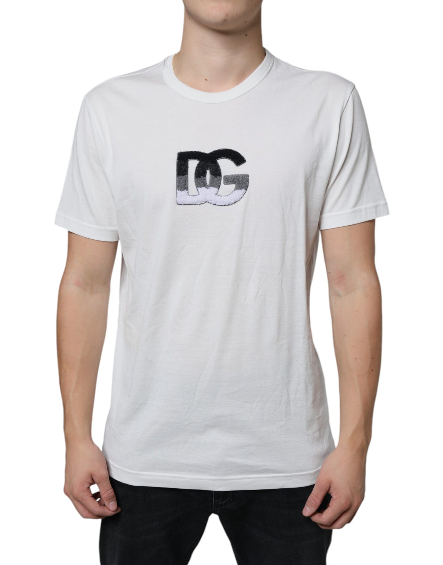 T-shirt Dolce & Gabbana in cotone bianco con stampa del logo DG