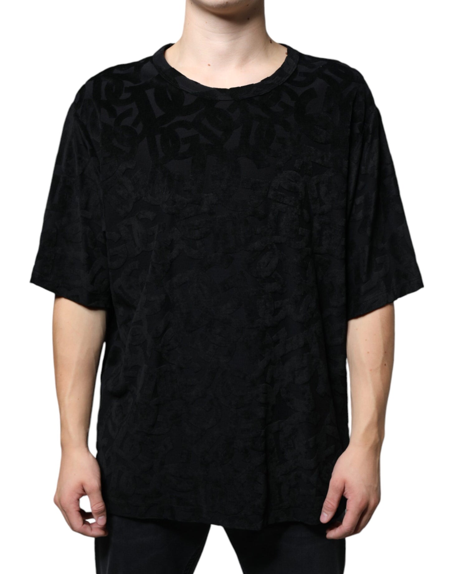 Dolce & Gabbana T-shirt nera con stampa del logo DG Mania