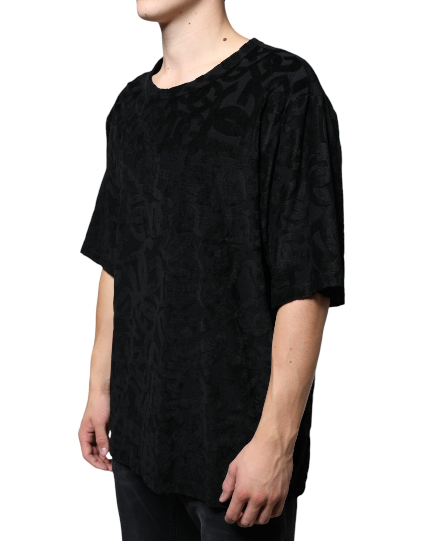 Dolce & Gabbana T-shirt nera con stampa del logo DG Mania