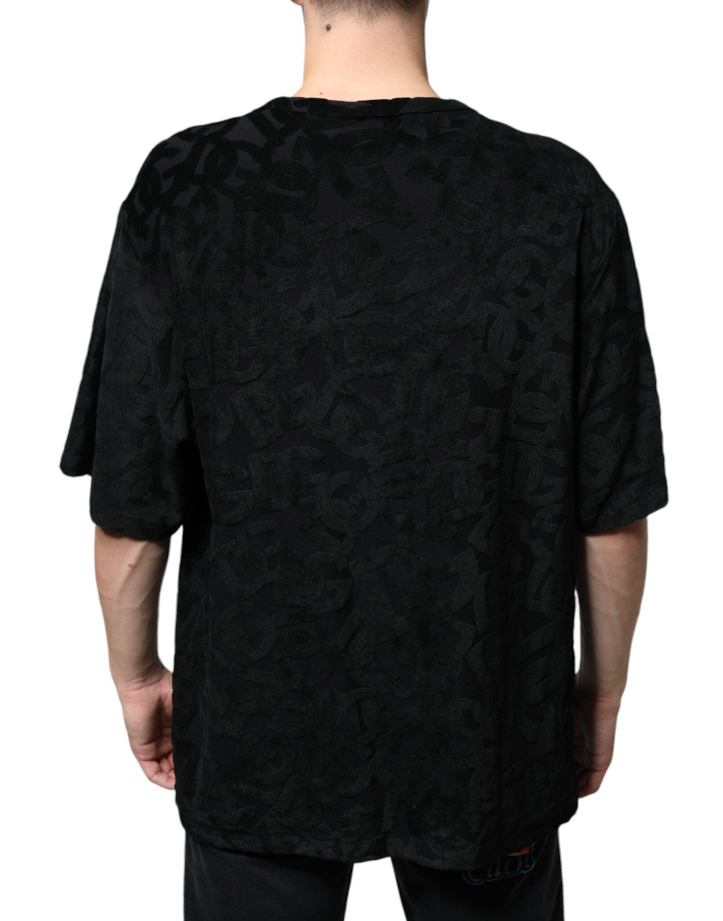 Dolce & Gabbana T-shirt nera con stampa del logo DG Mania