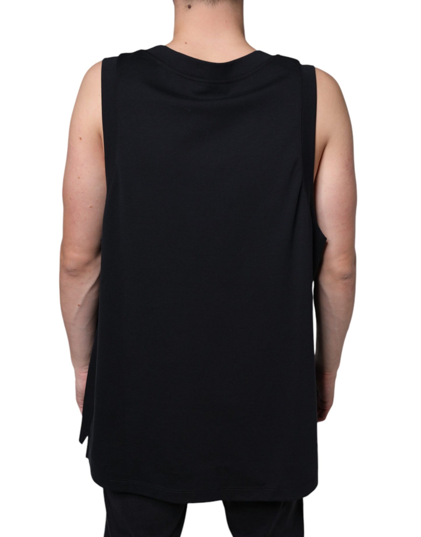 Dolce & Gabbana T-shirt senza maniche in cotone nero Born To Be Free