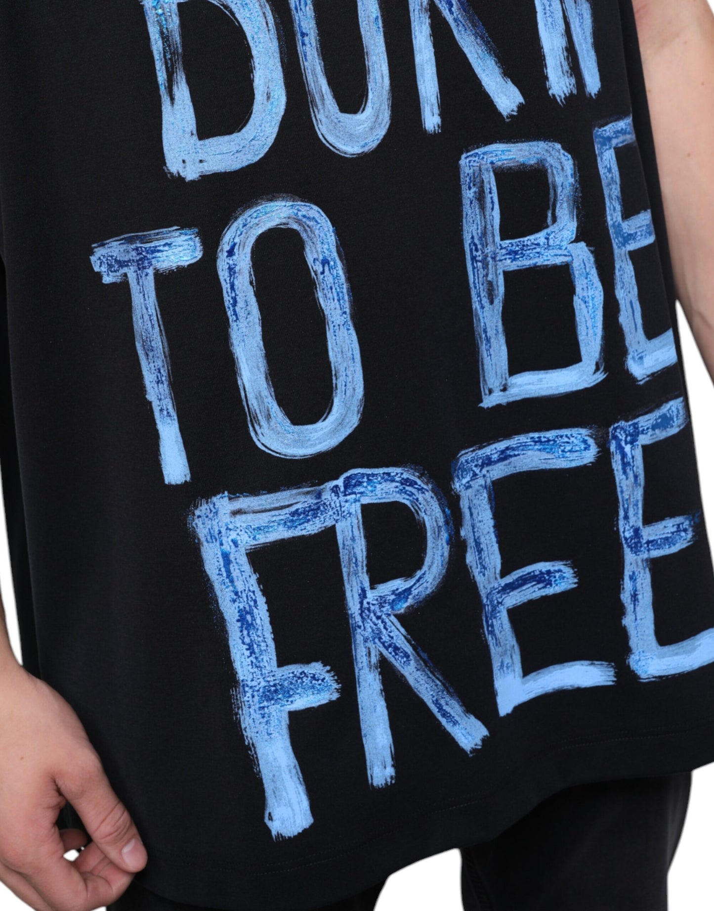 Dolce & Gabbana T-shirt senza maniche in cotone nero Born To Be Free