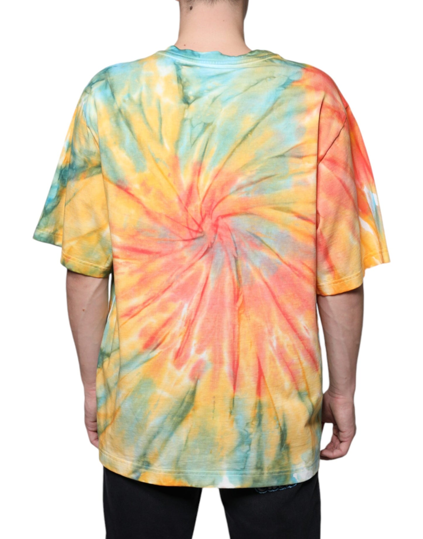 Dolce & Gabbana T-shirt in cotone con logo tie-dye multicolore