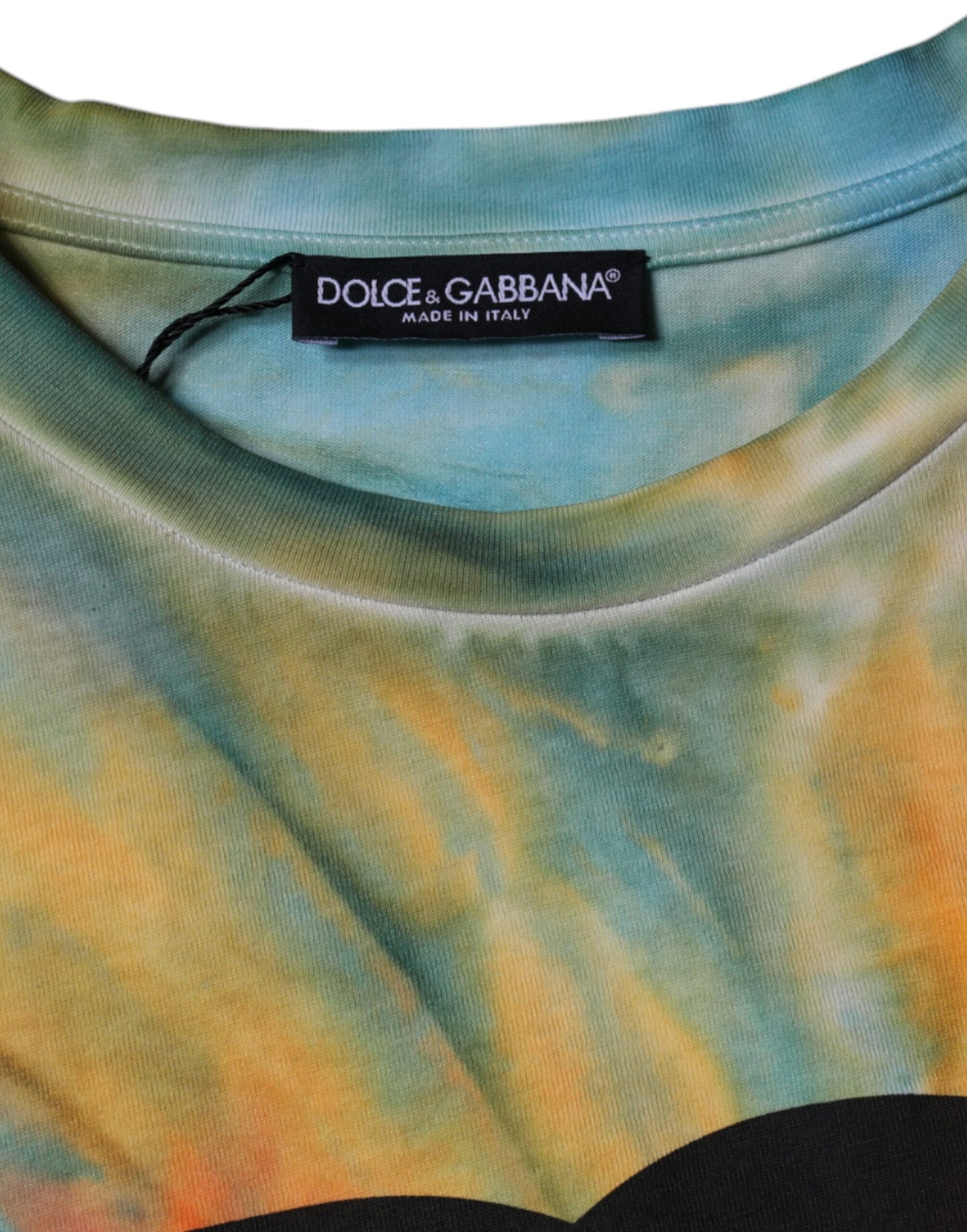 Dolce & Gabbana T-shirt in cotone con logo tie-dye multicolore