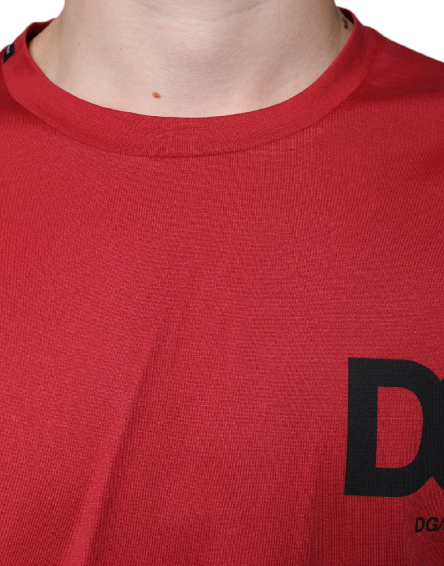 Dolce & Gabbana T-shirt girocollo con stampa logo DG in cotone rosso