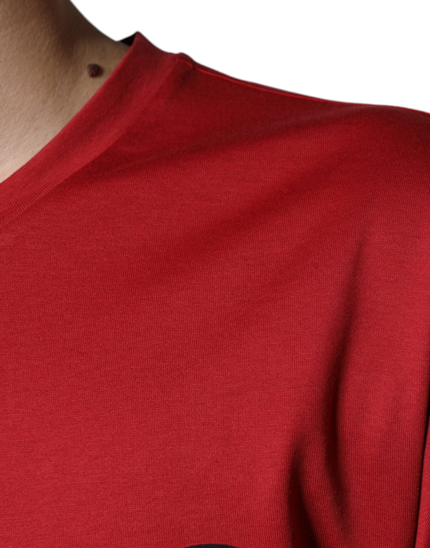 Dolce & Gabbana T-shirt girocollo con stampa logo DG in cotone rosso