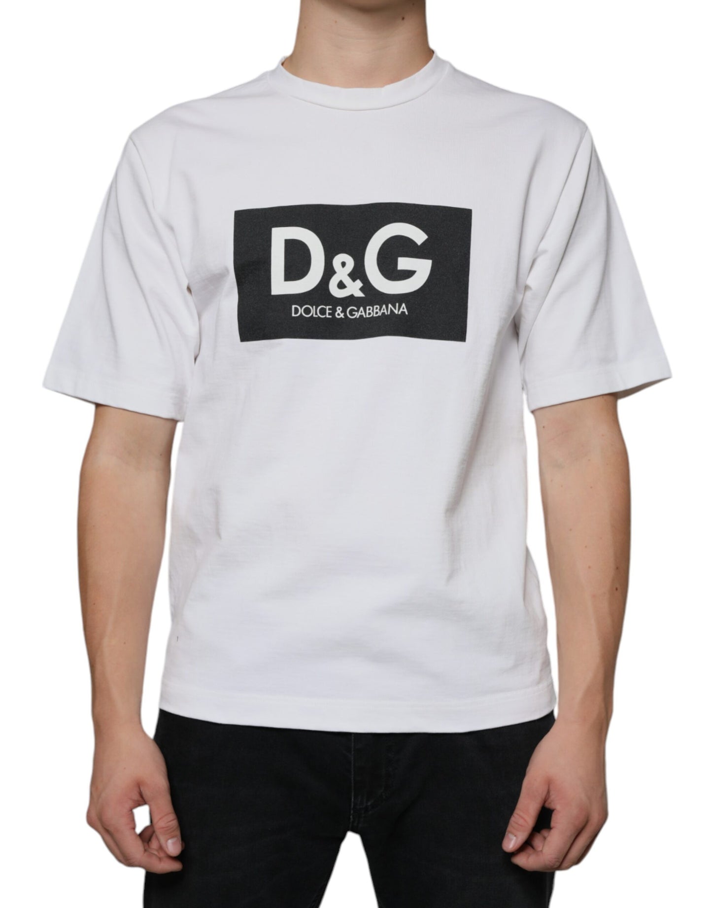 Dolce & Gabbana T-shirt casual con stampa del logo DG in cotone bianco