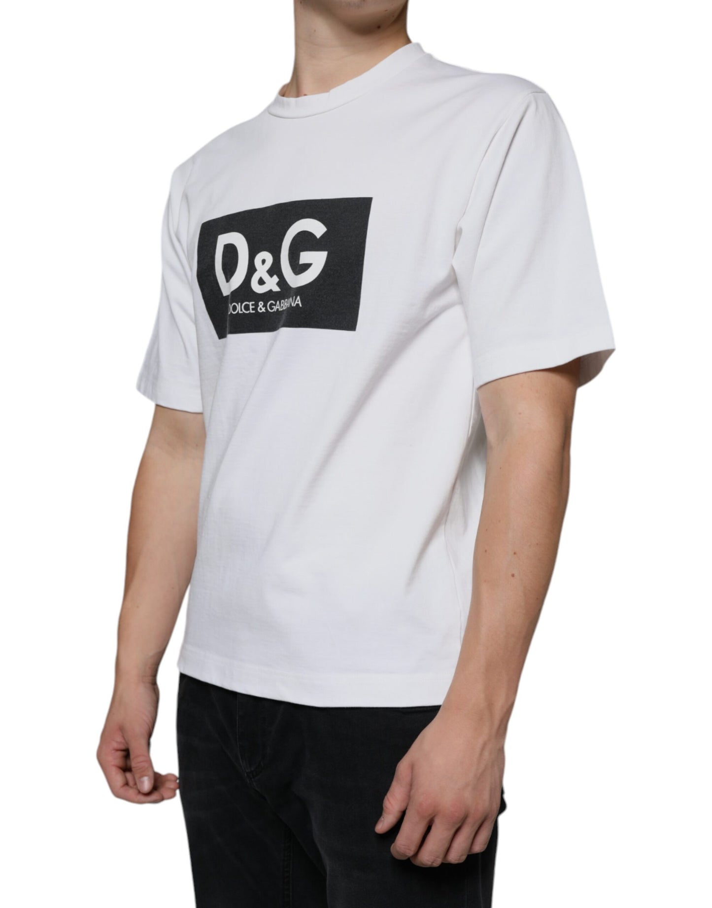 Dolce & Gabbana T-shirt casual con stampa del logo DG in cotone bianco