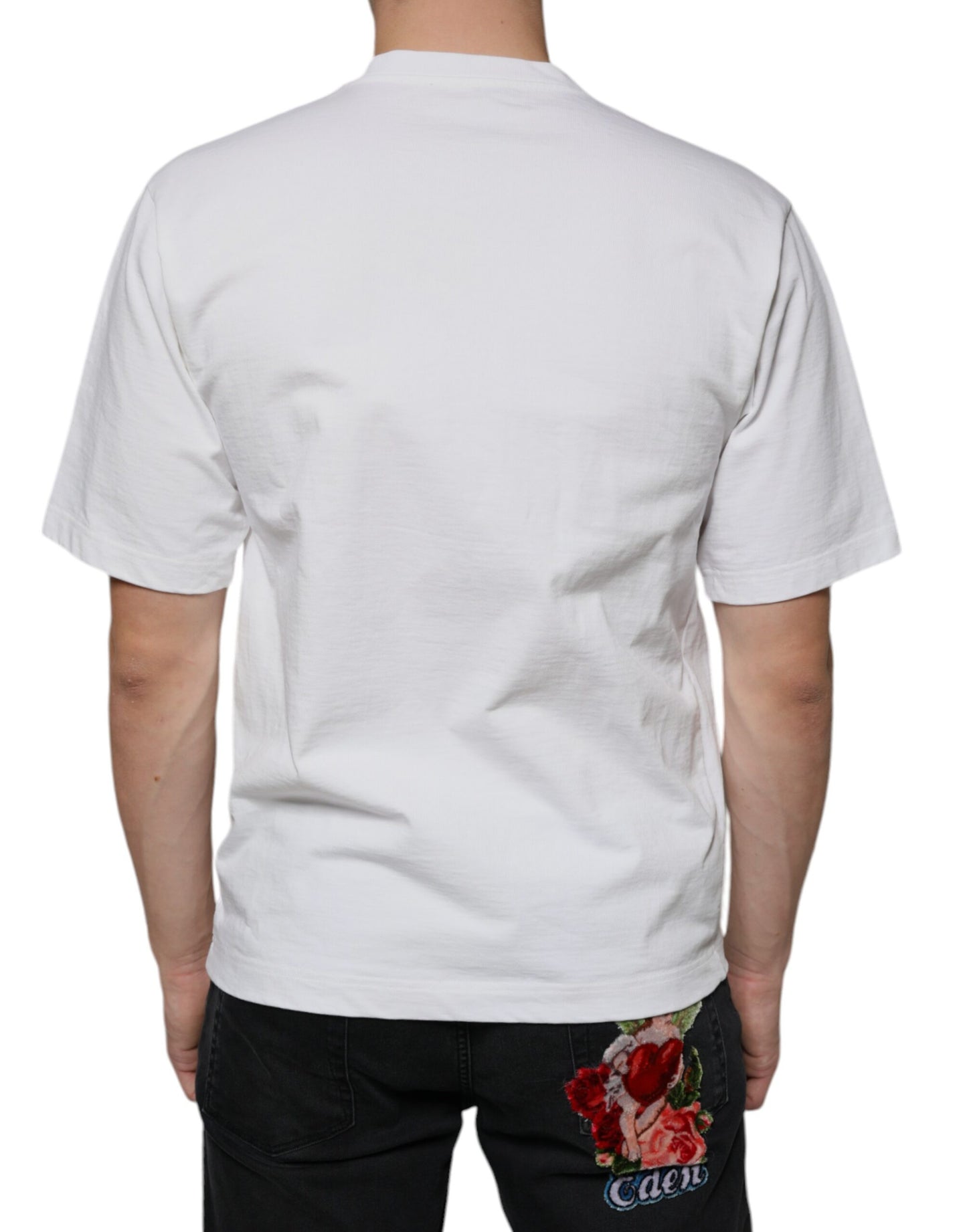 Dolce & Gabbana T-shirt casual con stampa del logo DG in cotone bianco