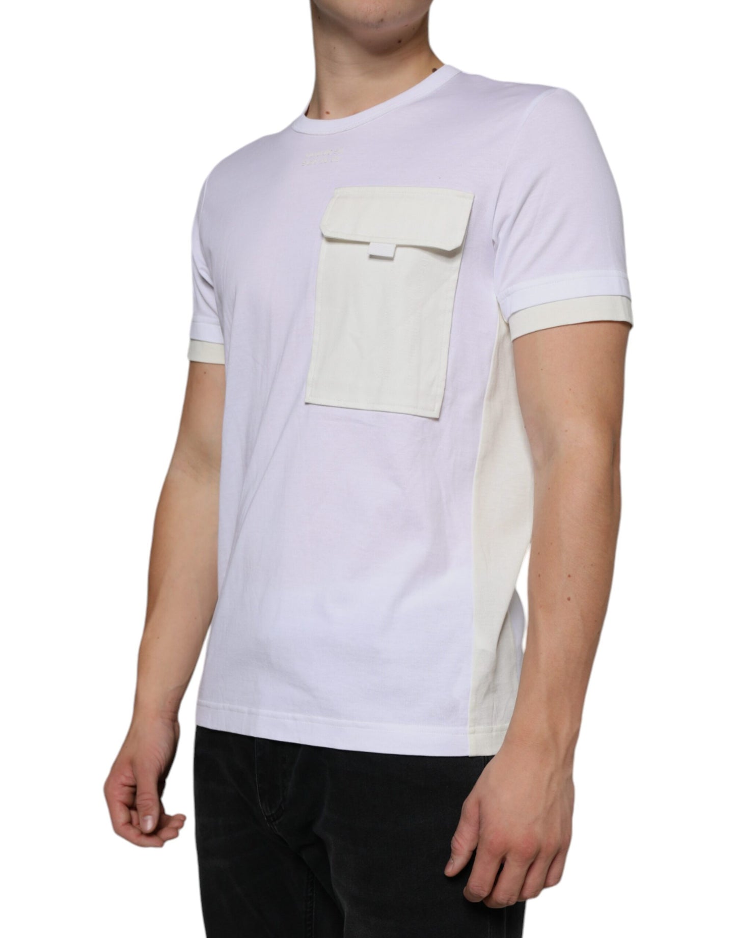T-shirt a maniche corte con taschino in cotone bianco Dolce & Gabbana