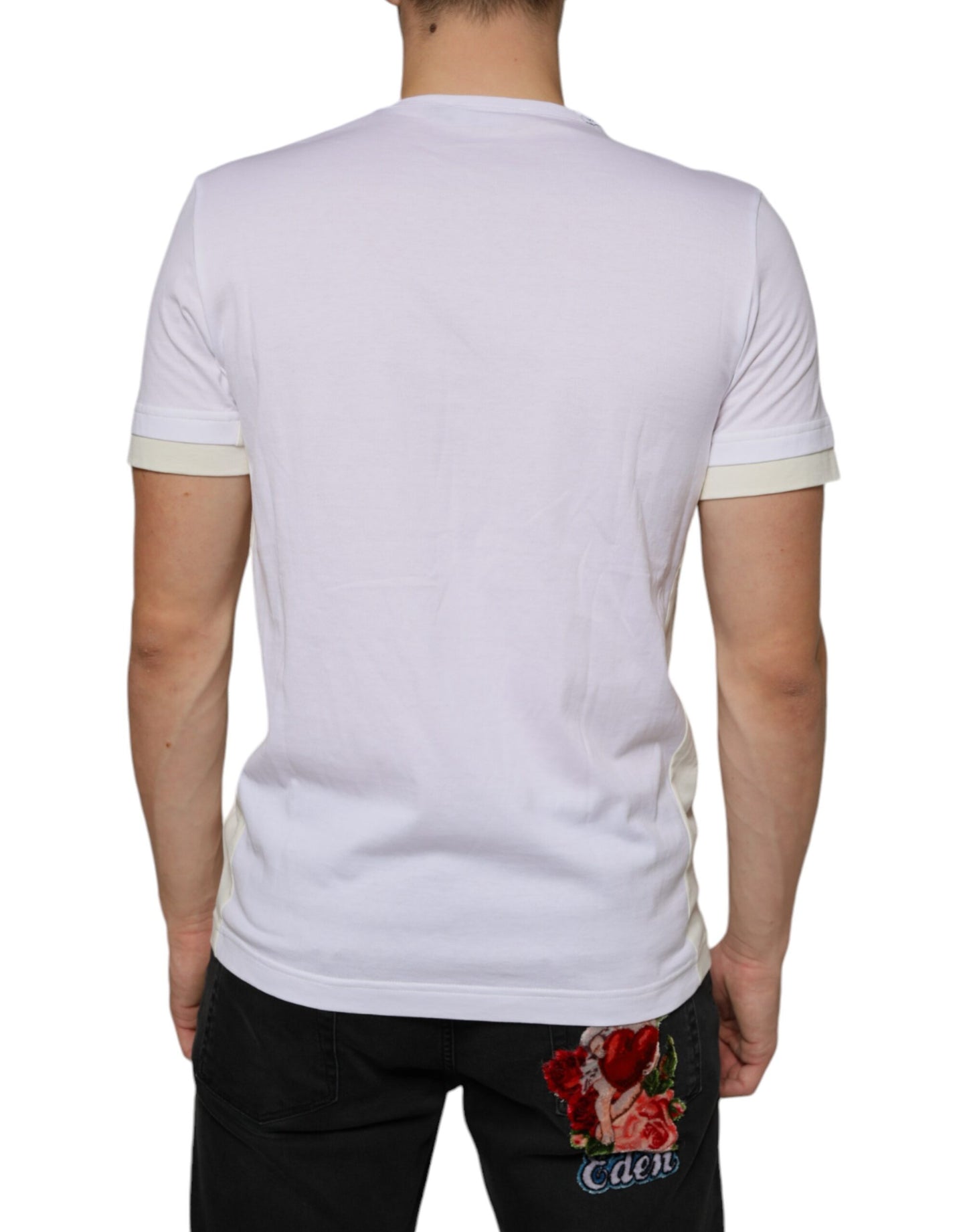 T-shirt a maniche corte con taschino in cotone bianco Dolce & Gabbana