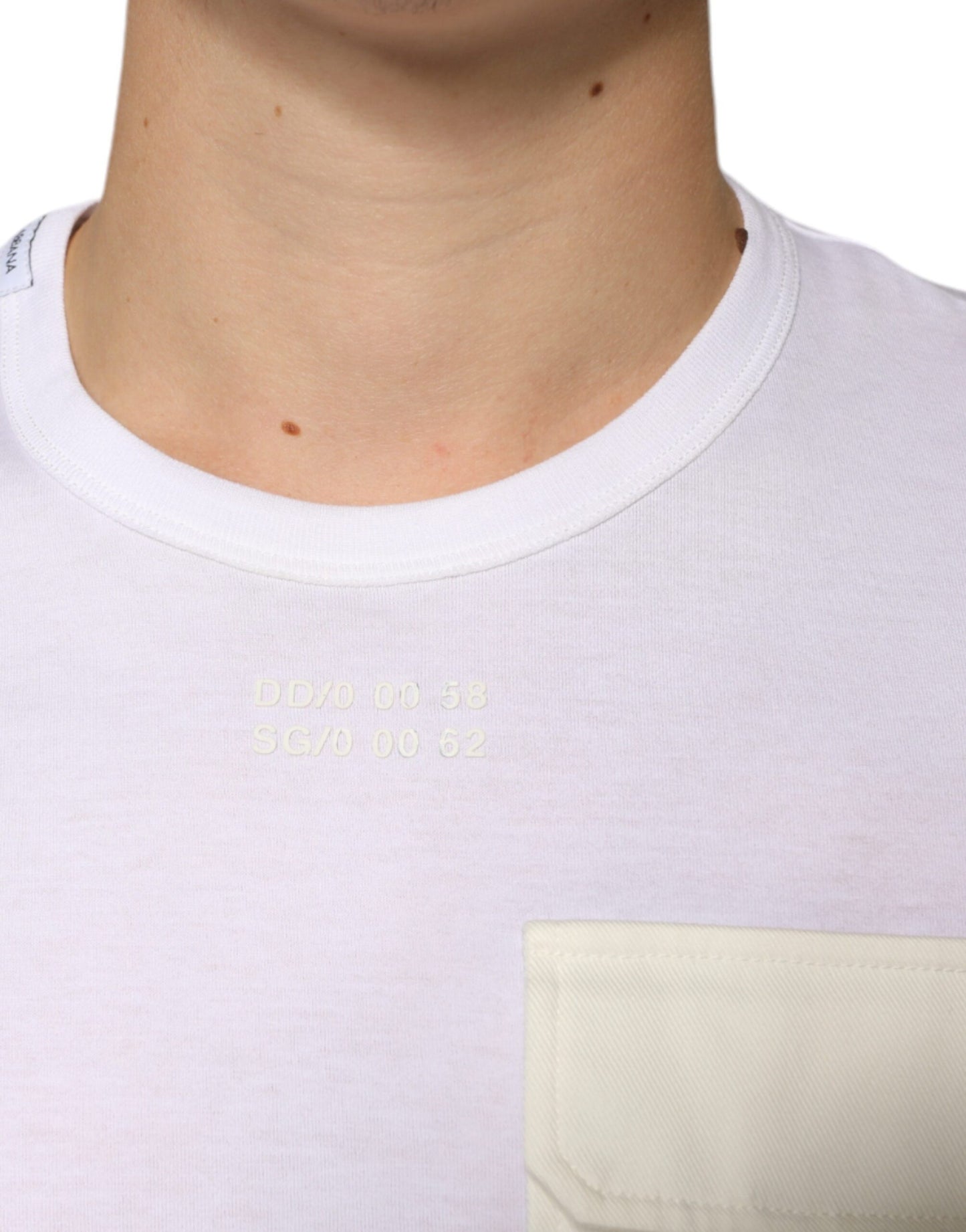 T-shirt a maniche corte con taschino in cotone bianco Dolce & Gabbana