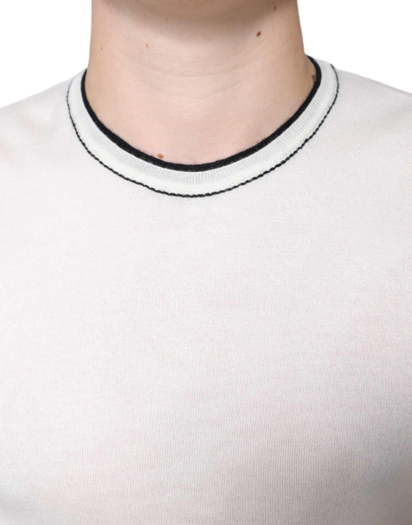 Dolce & Gabbana T-shirt a maniche corte in cashmere bianco sporco