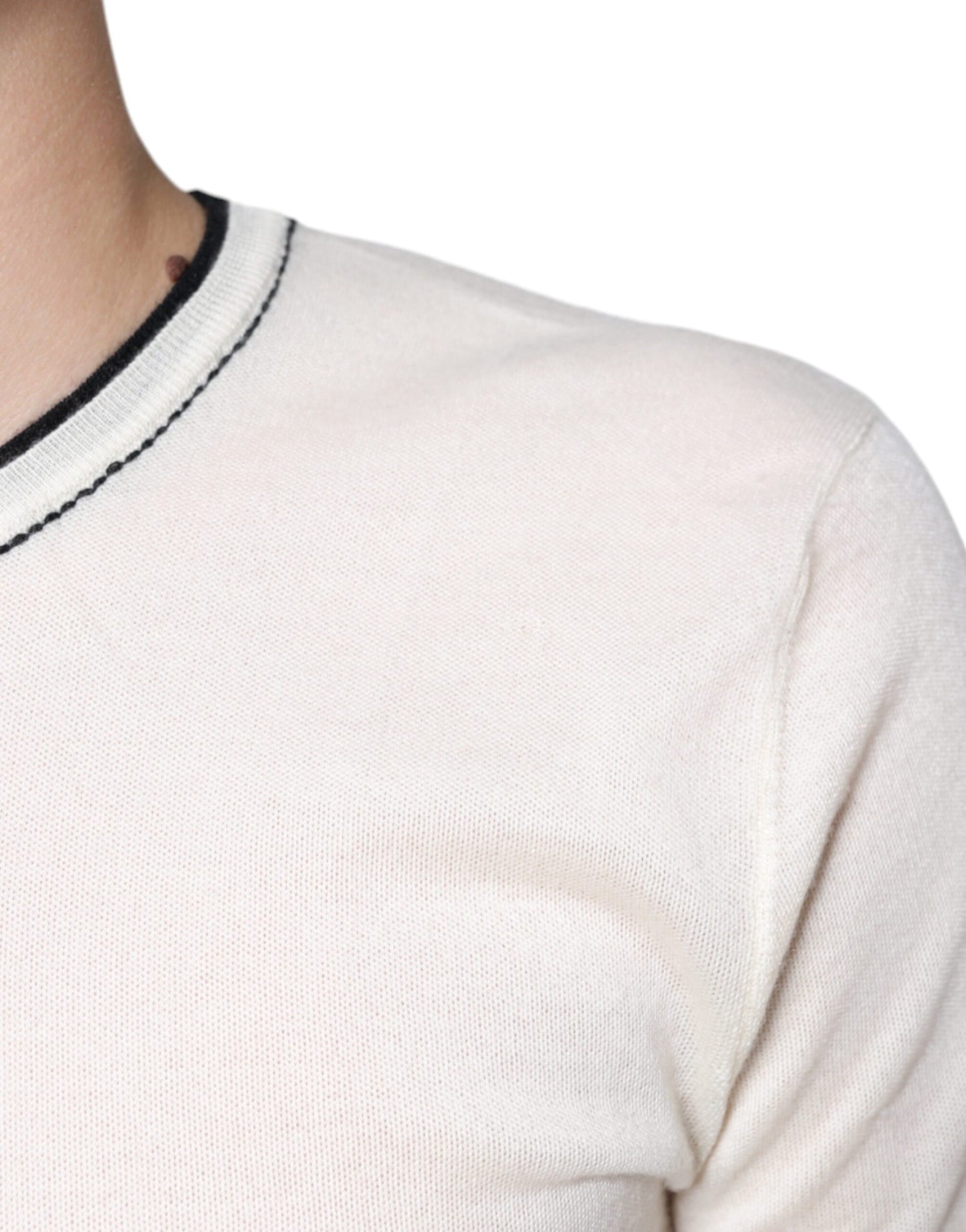 Dolce & Gabbana T-shirt a maniche corte in cashmere bianco sporco