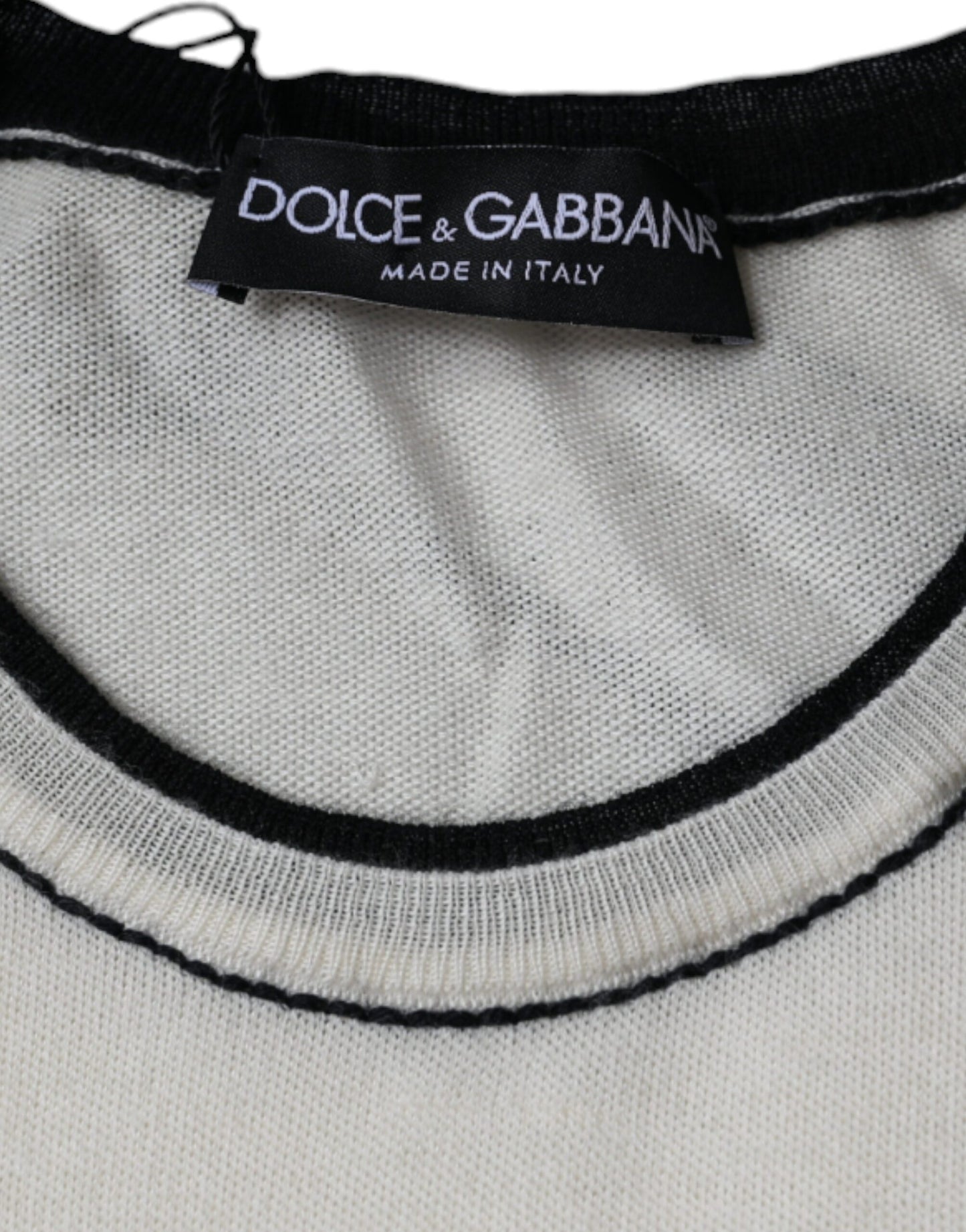 Dolce & Gabbana T-shirt a maniche corte in cashmere bianco sporco