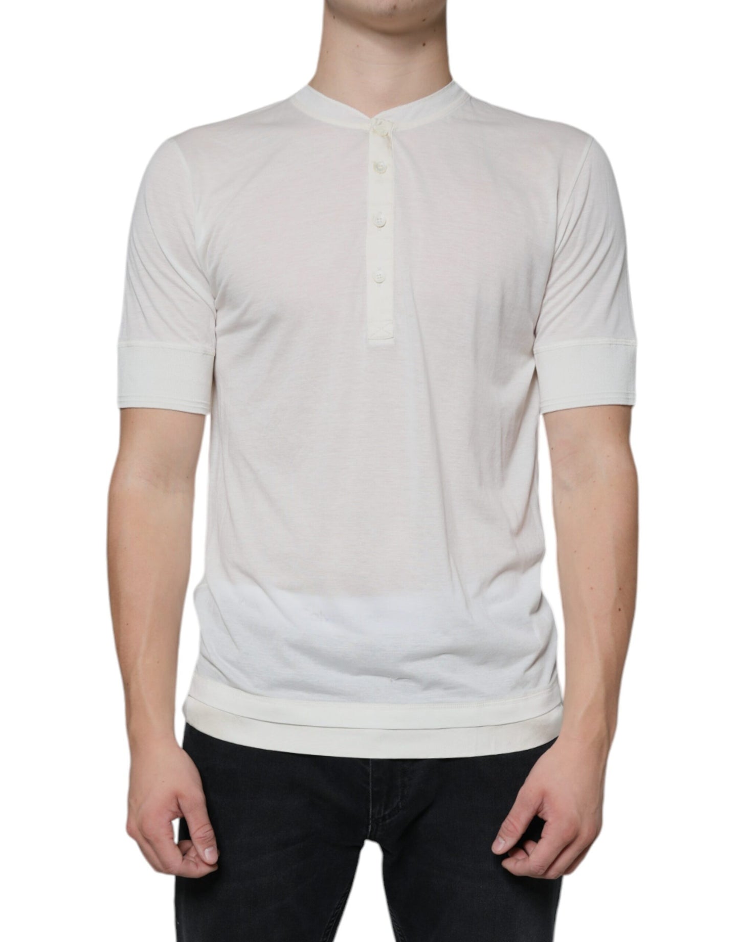 Dolce & Gabbana T-shirt a maniche corte in cotone bianco sporco