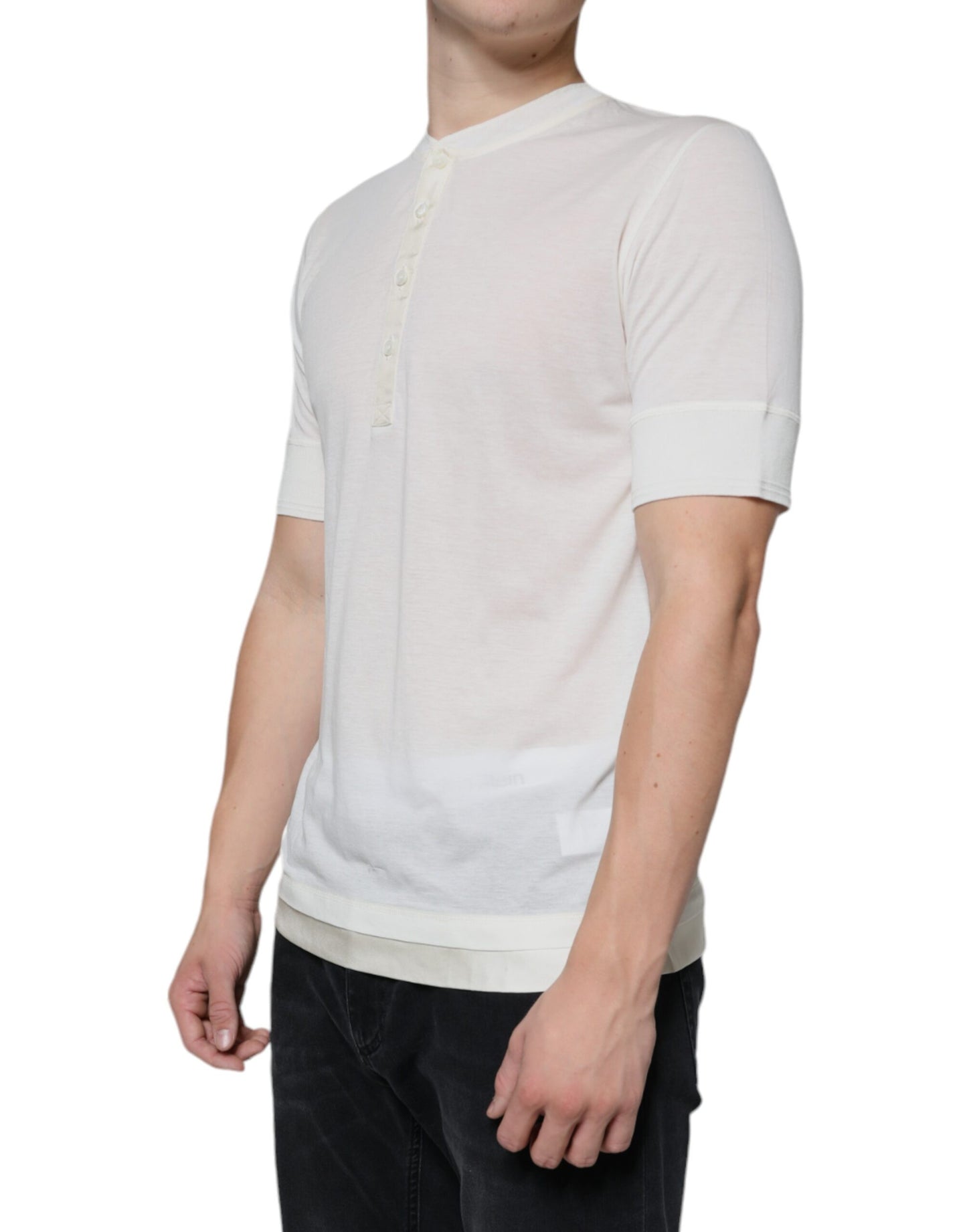 Dolce & Gabbana T-shirt a maniche corte in cotone bianco sporco