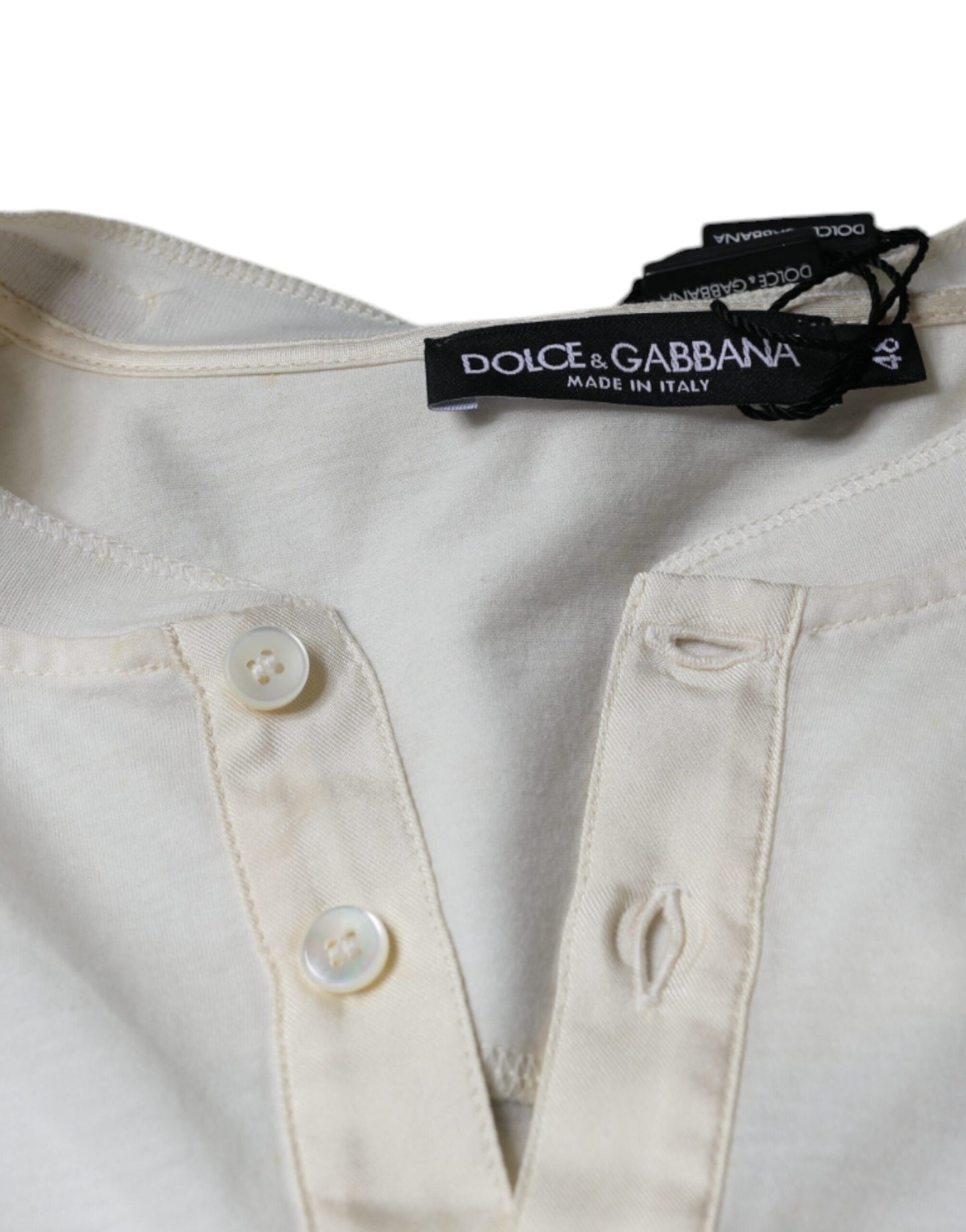 Dolce & Gabbana T-shirt a maniche corte in cotone bianco sporco