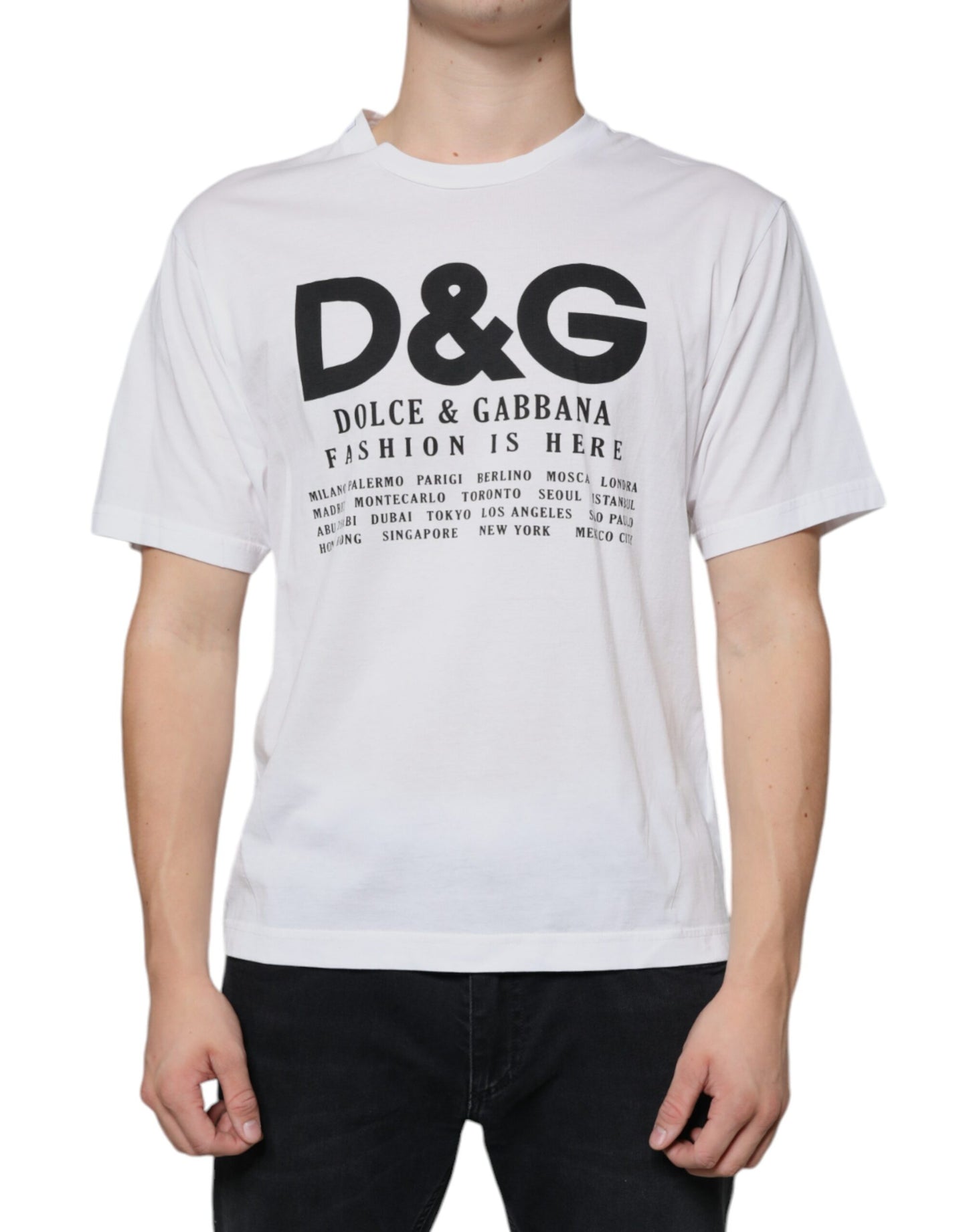 Dolce & Gabbana T-shirt casual con stampa del logo DG in cotone bianco