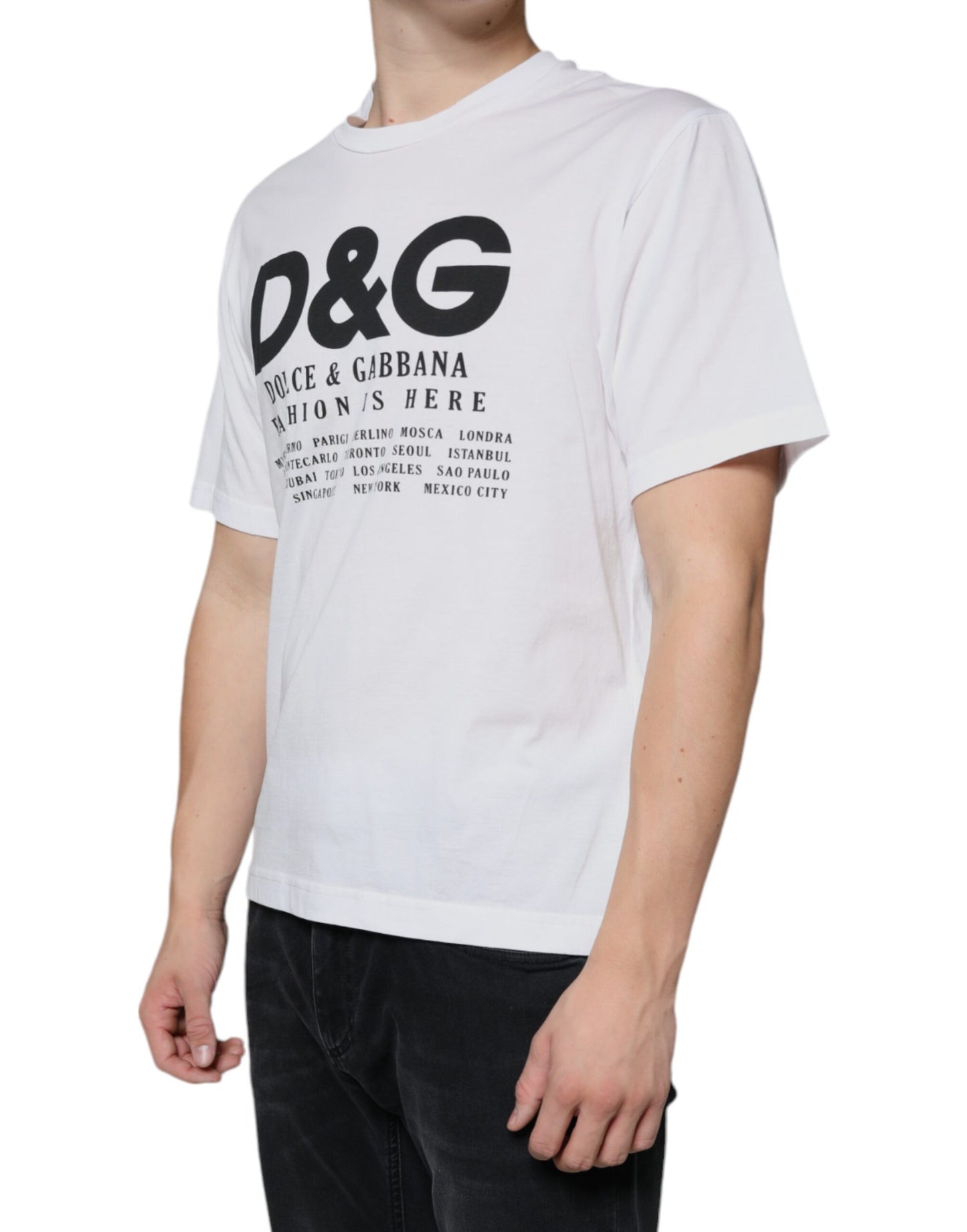 Dolce & Gabbana T-shirt casual con stampa del logo DG in cotone bianco