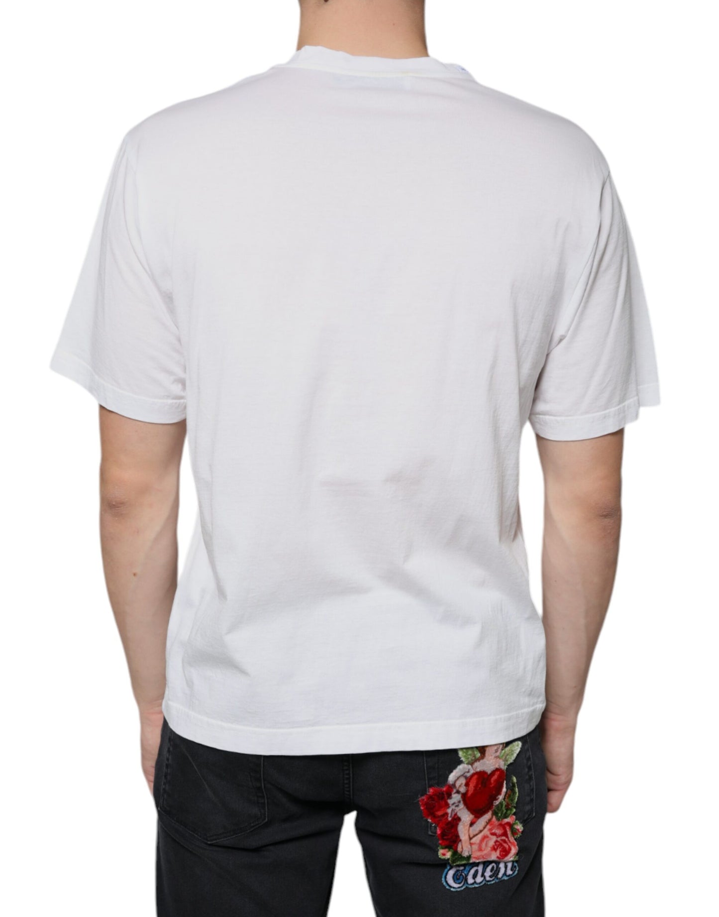 Dolce & Gabbana T-shirt casual con stampa del logo DG in cotone bianco