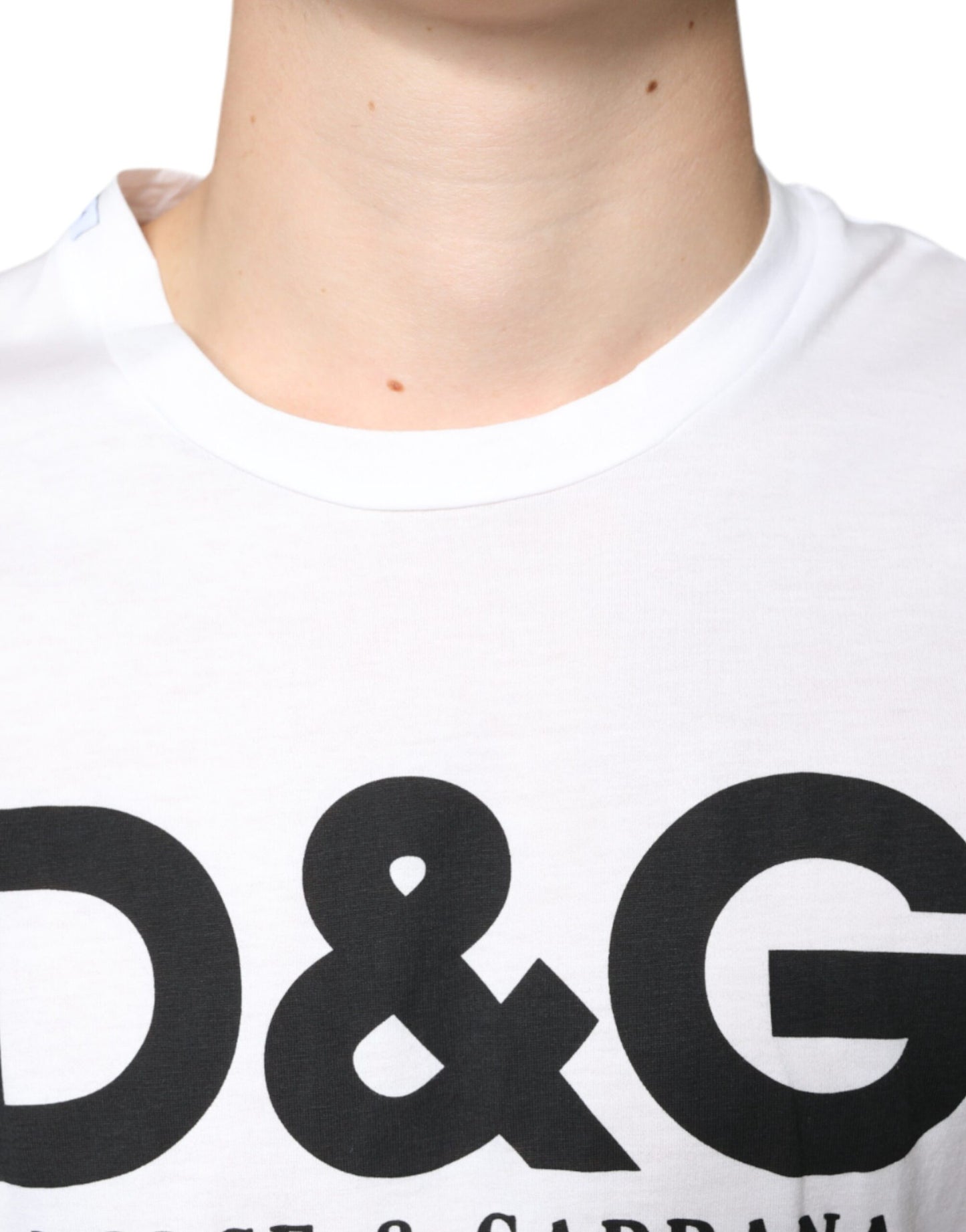 Dolce & Gabbana T-shirt casual con stampa del logo DG in cotone bianco