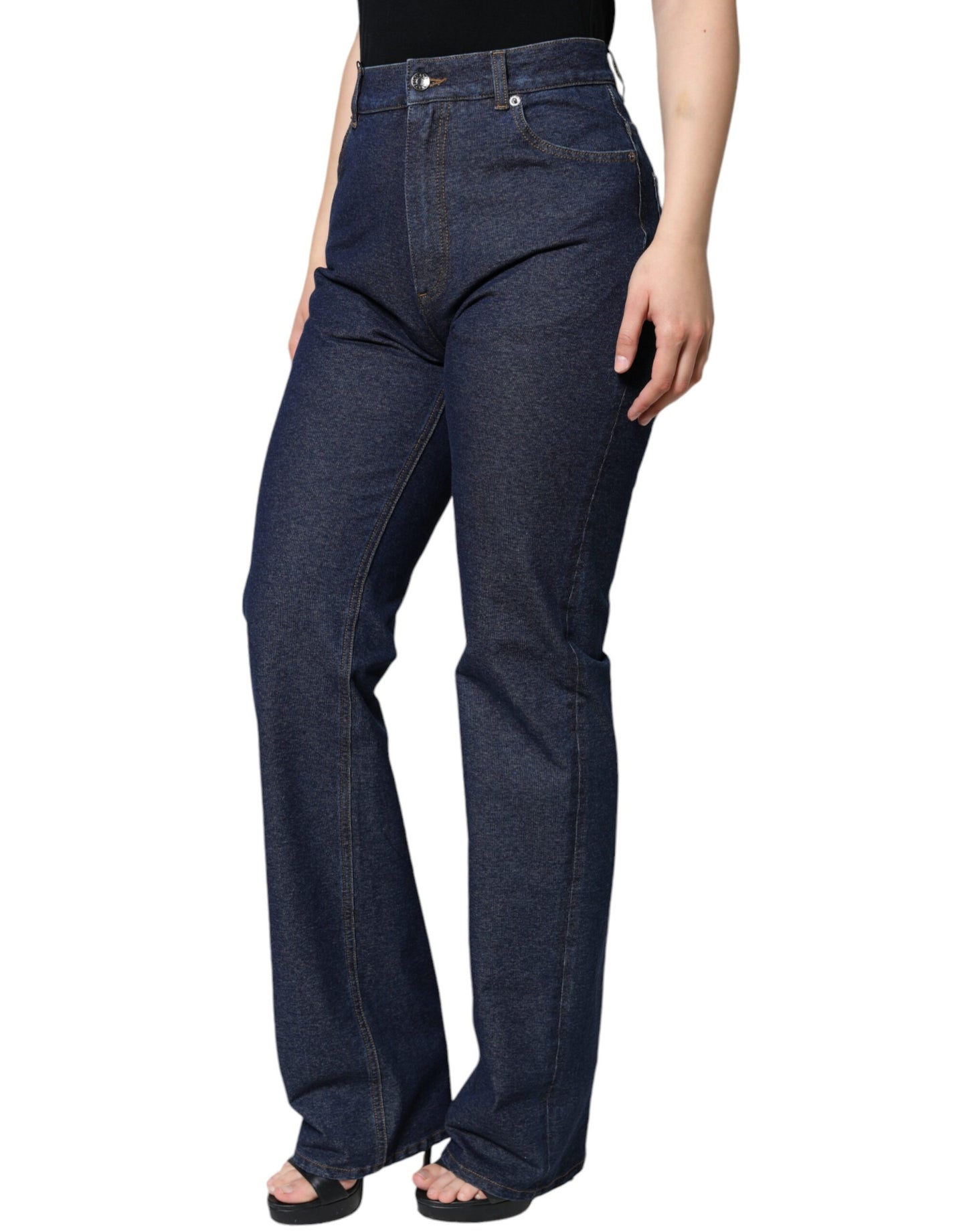 Jeans in denim dritto elasticizzato in cotone blu scuro Dolce & Gabbana