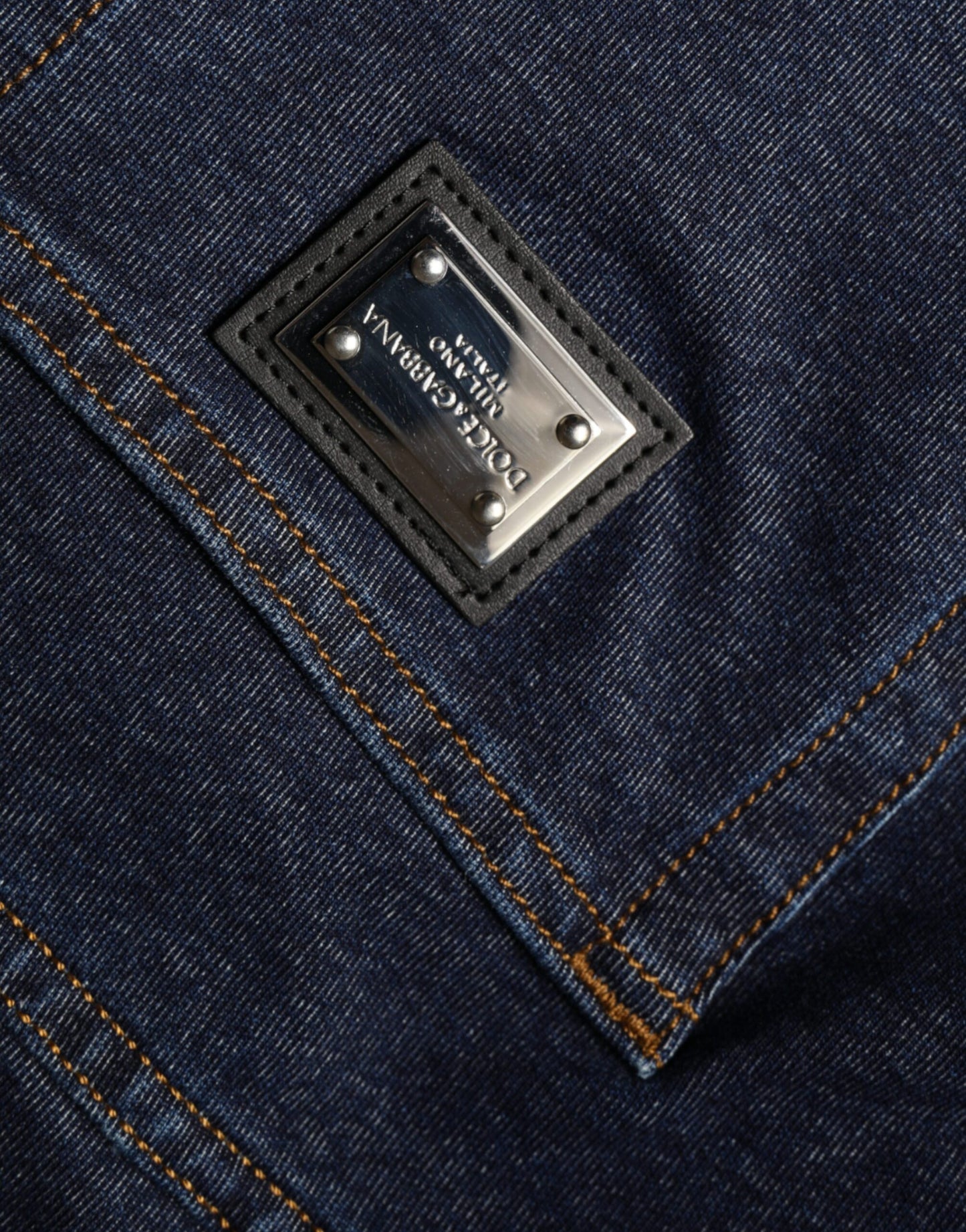 Jeans in denim dritto elasticizzato in cotone blu scuro Dolce & Gabbana