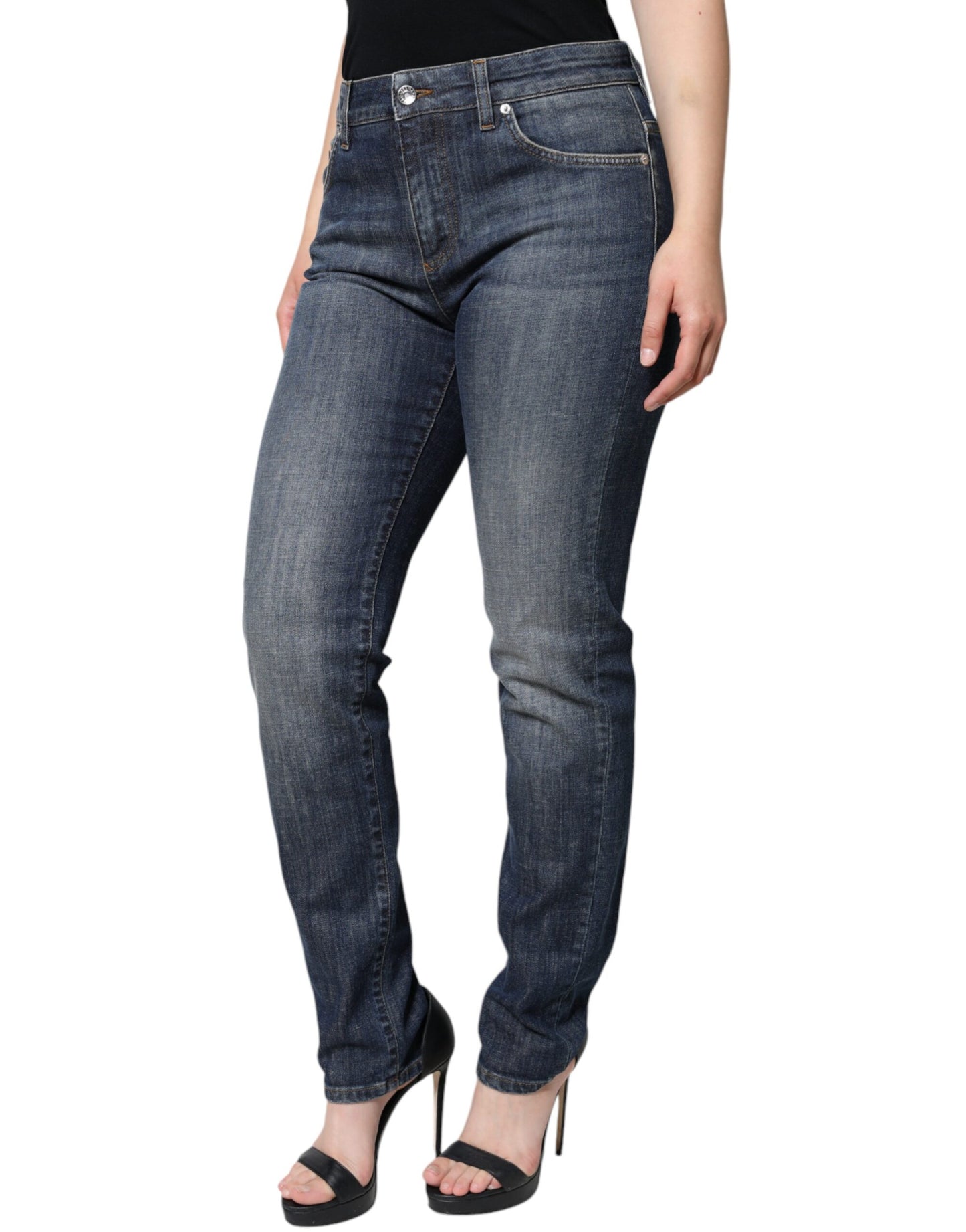 Jeans skinny in denim stretch di cotone blu scuro Dolce & Gabbana