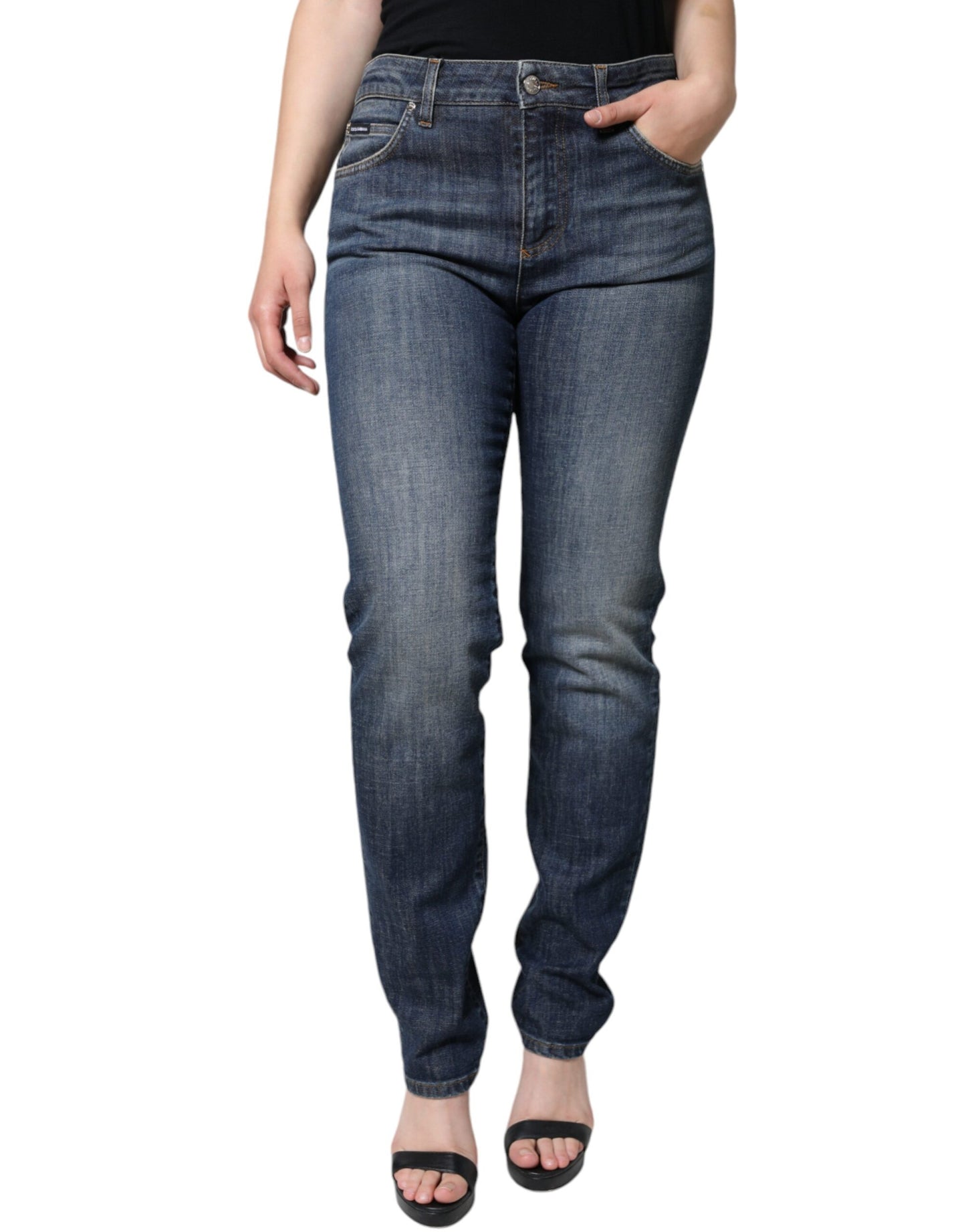 Jeans skinny in denim stretch di cotone blu scuro Dolce & Gabbana