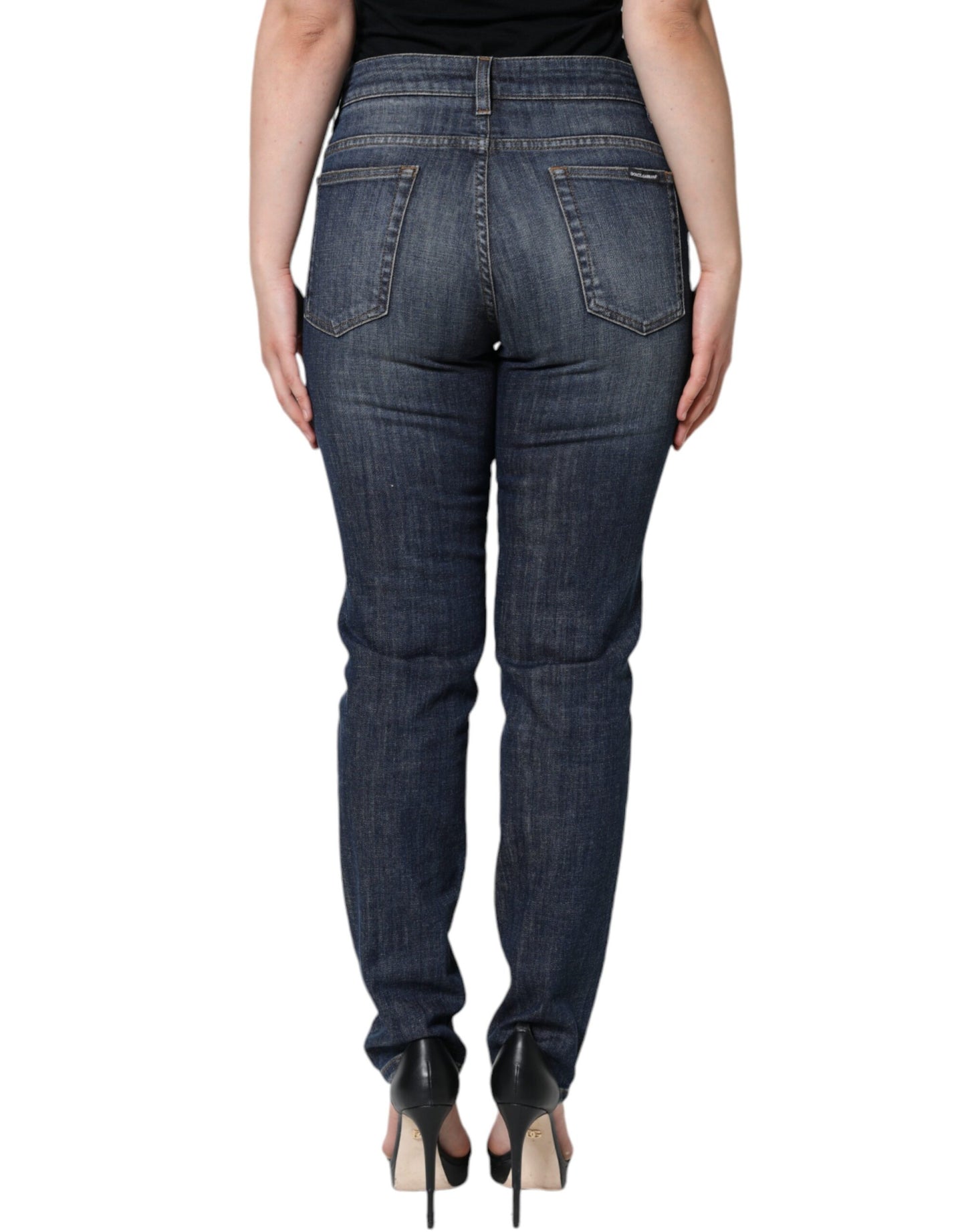Jeans skinny in denim stretch di cotone blu scuro Dolce & Gabbana