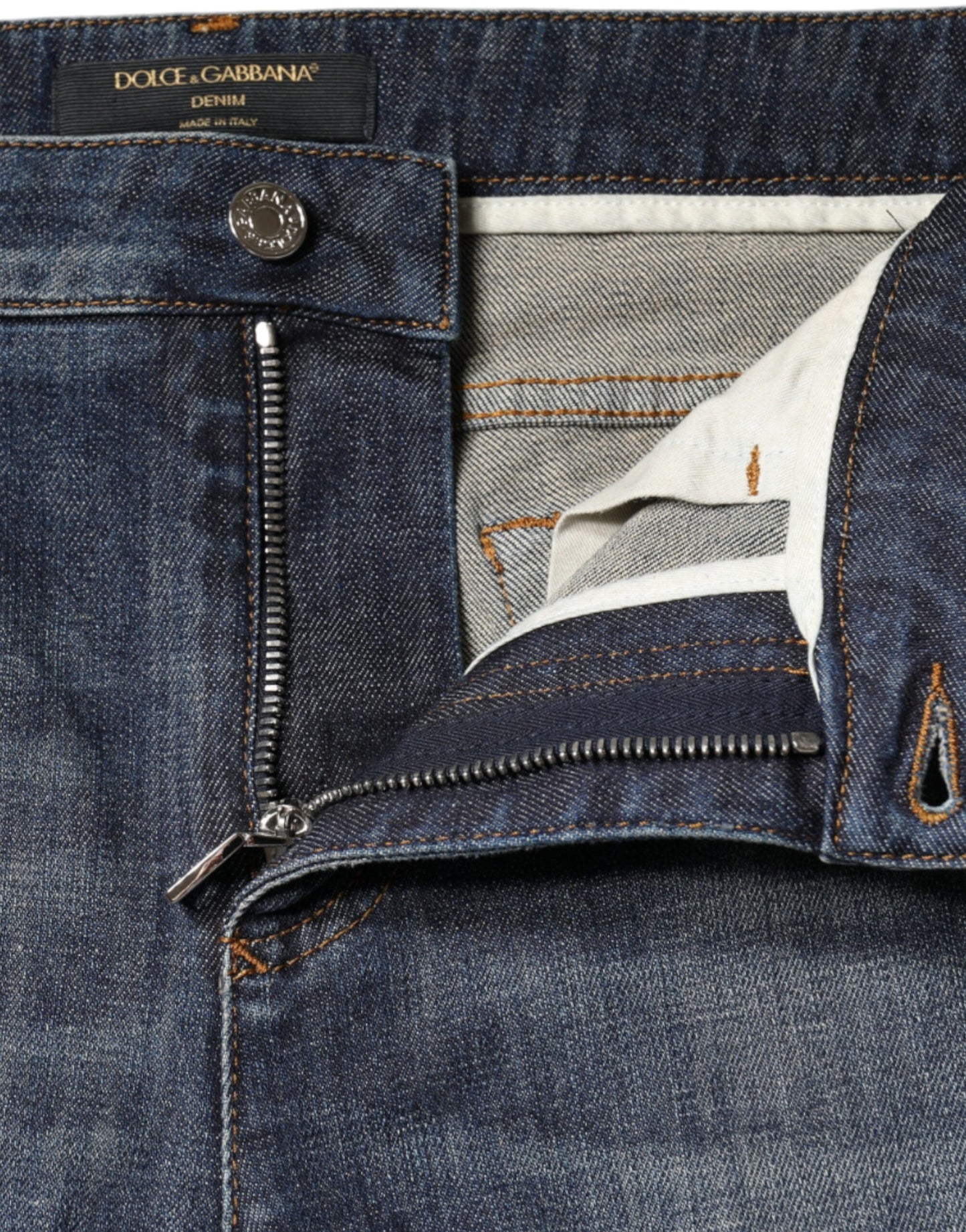 Jeans skinny in denim stretch di cotone blu scuro Dolce & Gabbana