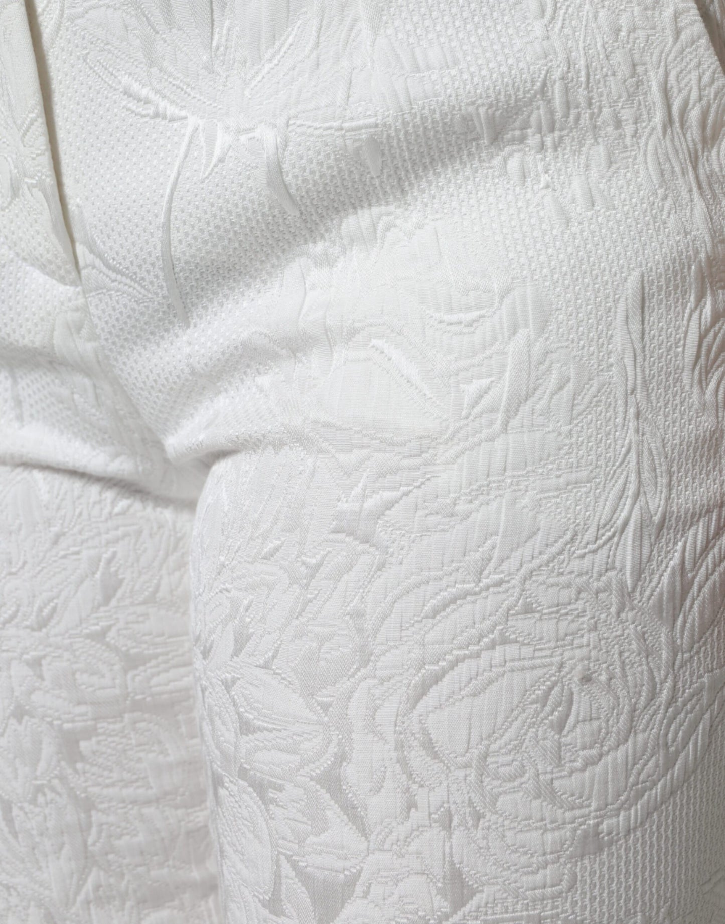 Pantaloni corti in broccato di cotone floreale bianco Dolce & Gabbana