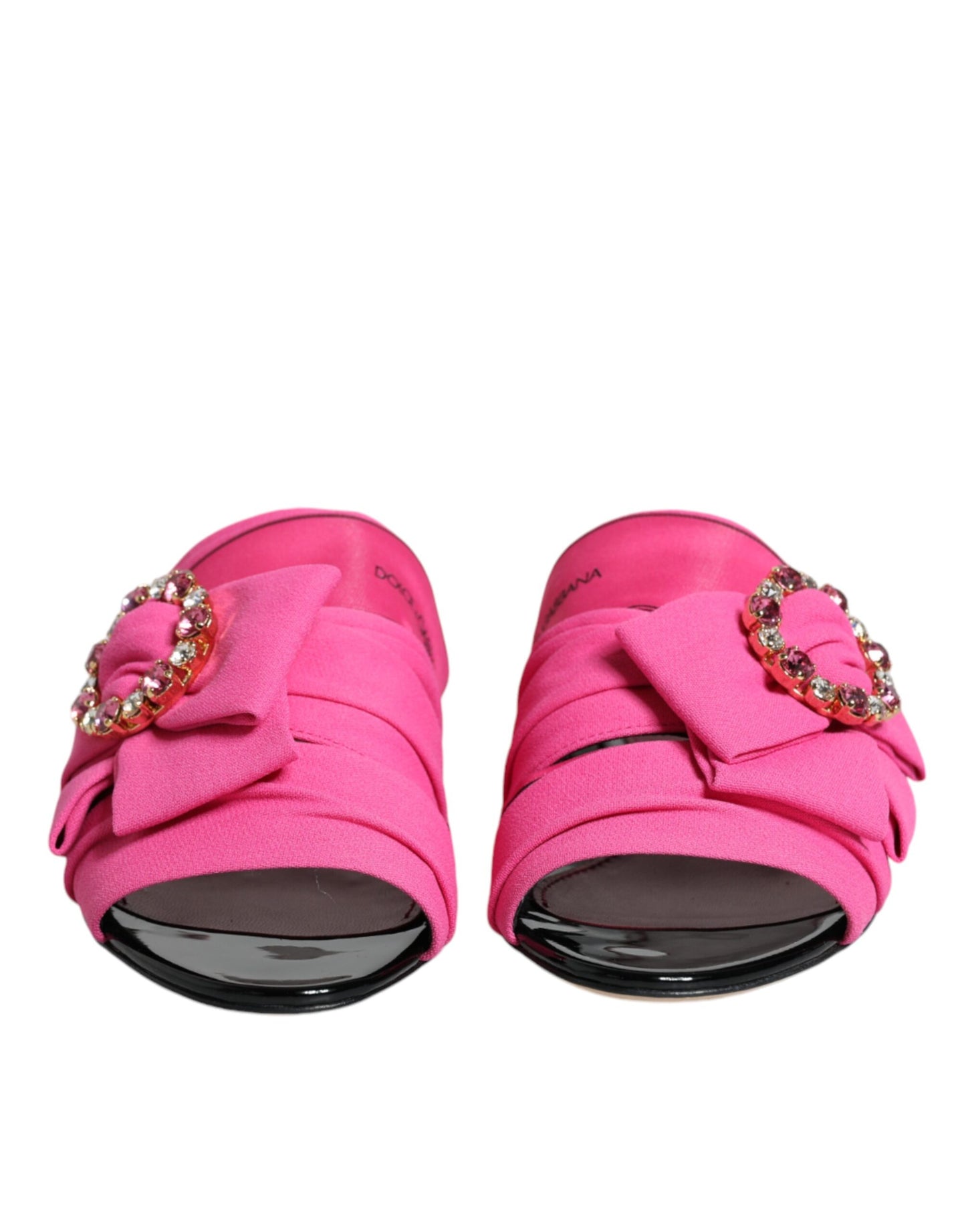 Sandali con zeppa Dolce & Gabbana rosa e neri in cristallo