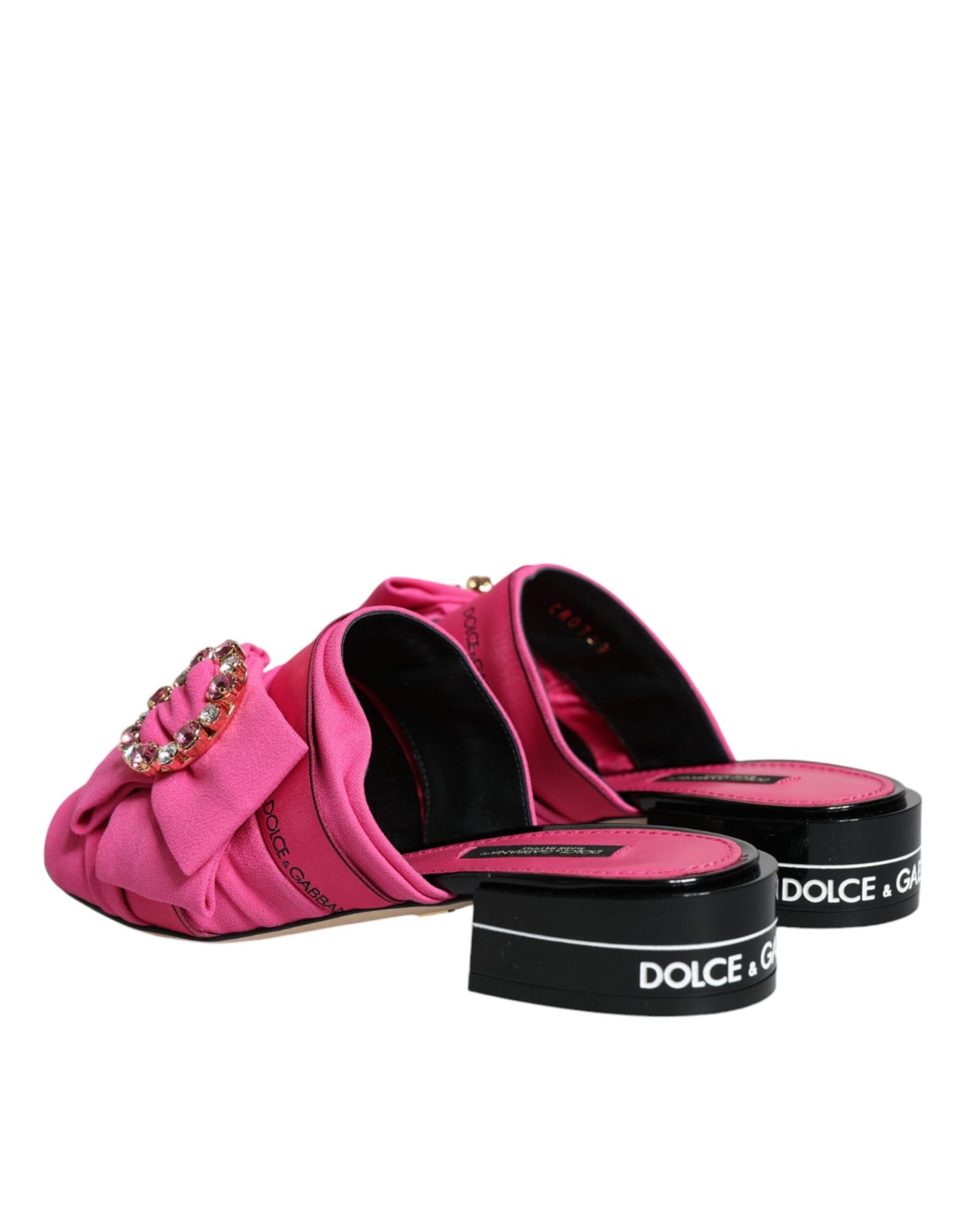Sandali con zeppa Dolce & Gabbana rosa e neri in cristallo