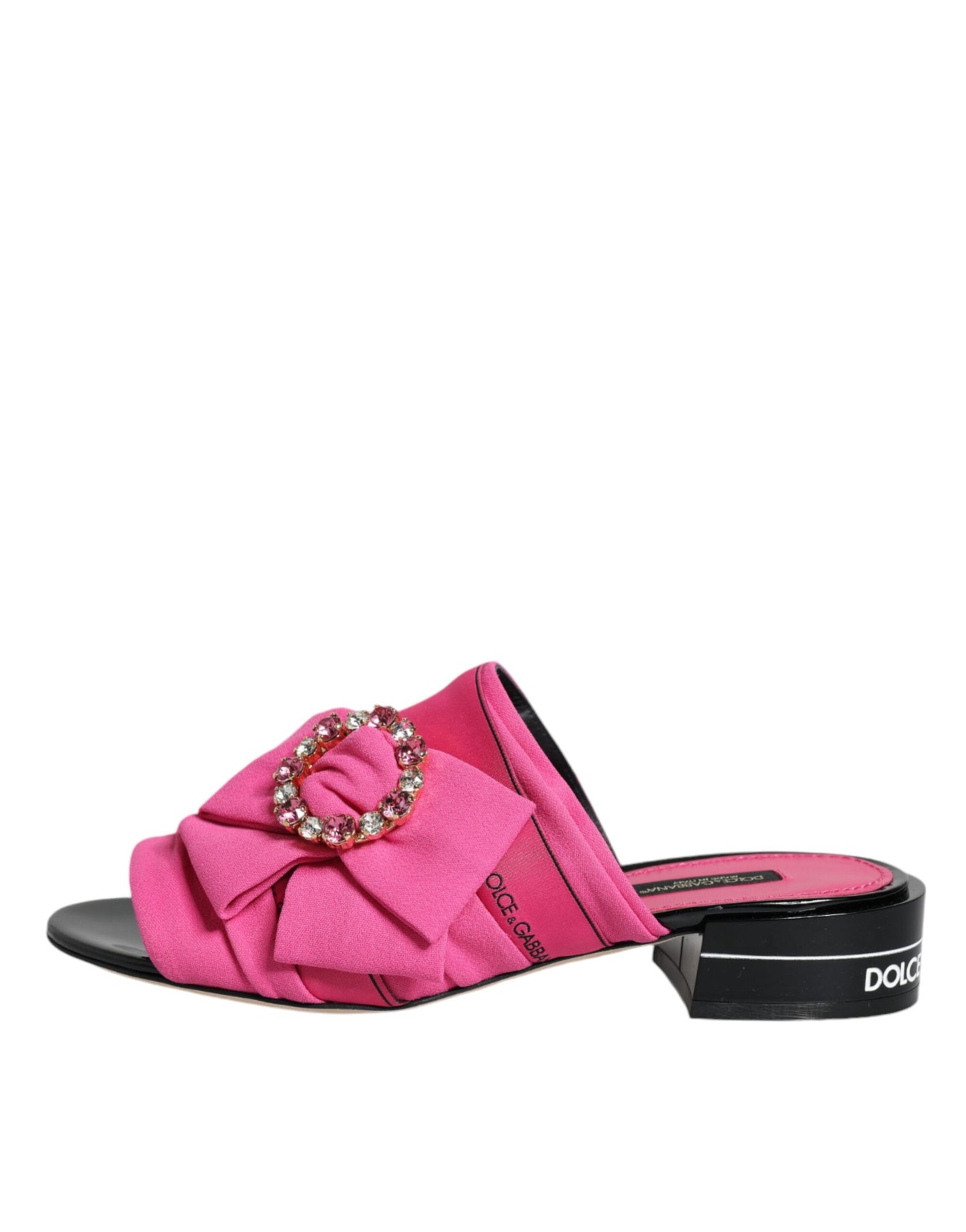 Sandali con zeppa Dolce & Gabbana rosa e neri in cristallo