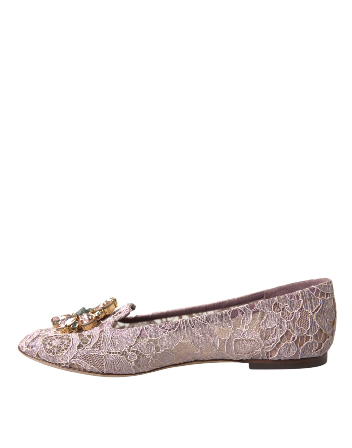 Dolce & Gabbana Ballerine in Pizzo Rosa con Cristalli Mocassini Scarpe