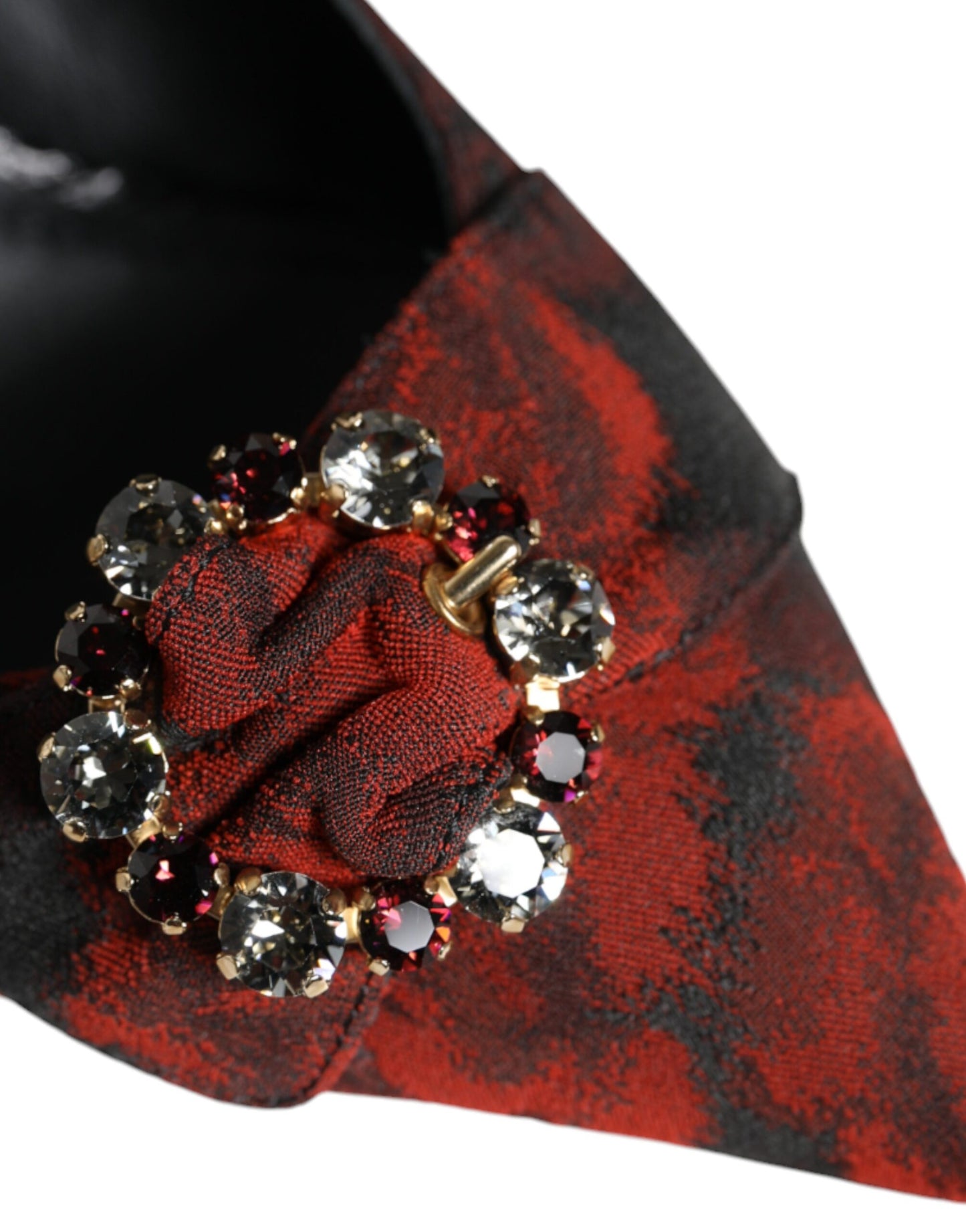 Dolce & Gabbana Scarpe con cinturino posteriore in cristallo floreale rosso e nero
