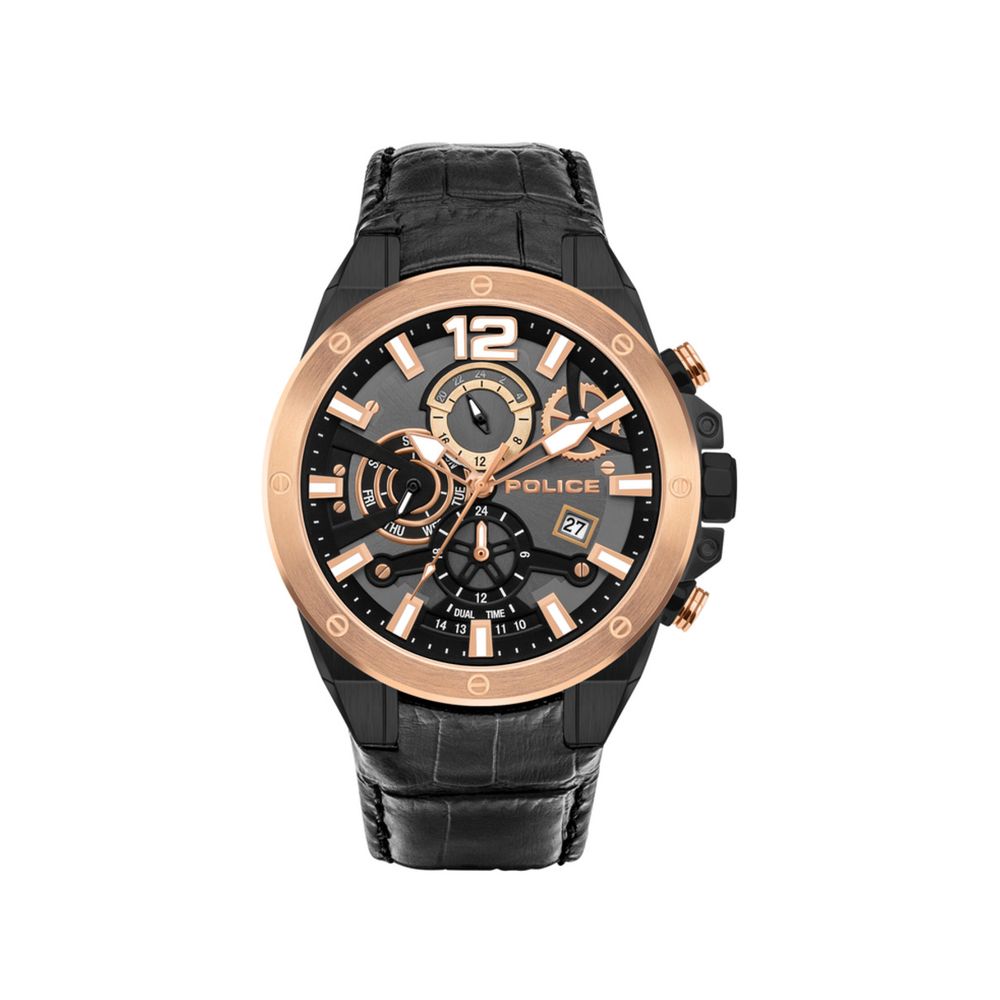 Orologio in pelle nera della polizia