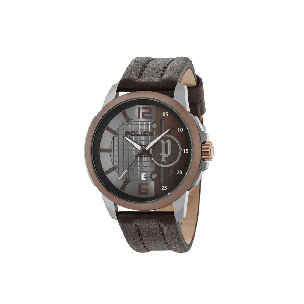 Orologio in pelle marrone della polizia