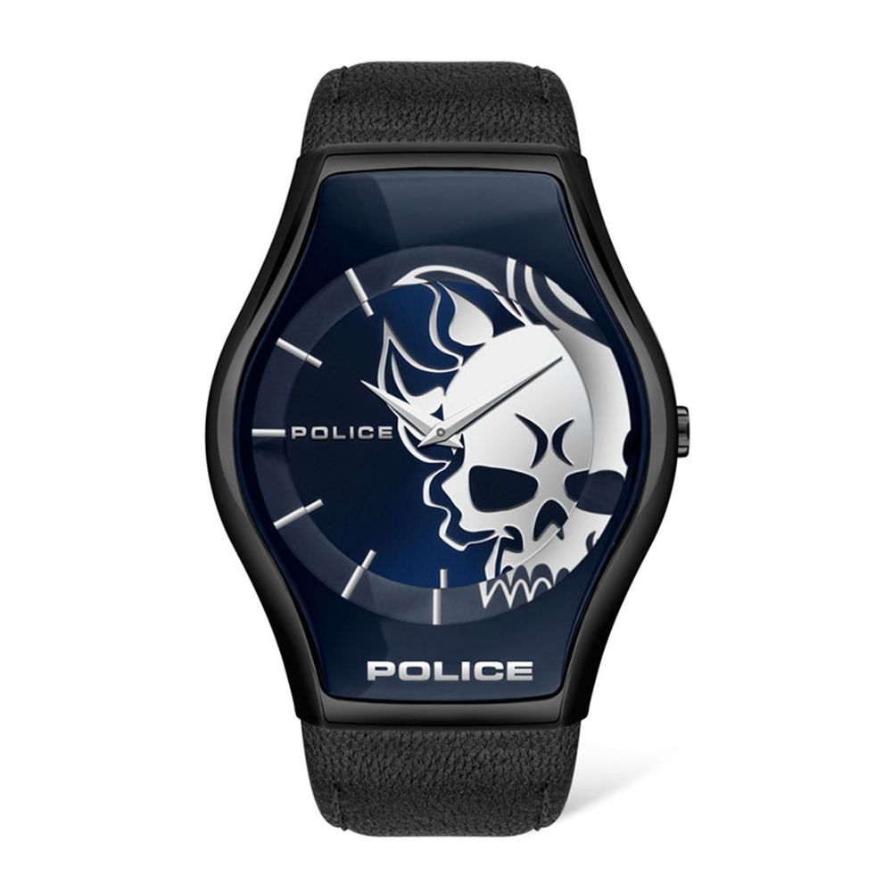 Orologio in pelle nera della polizia